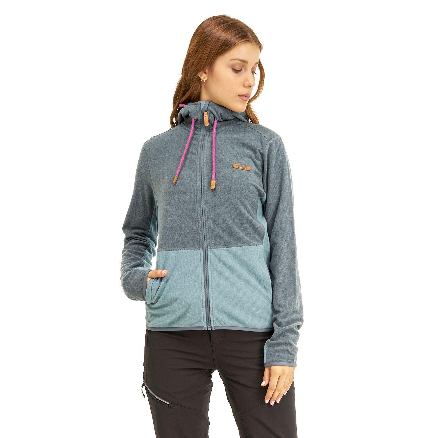 Poleron Mujer Stripes Nano-F Full Zip Hoody Azul Grisaceo Lippi I20-1