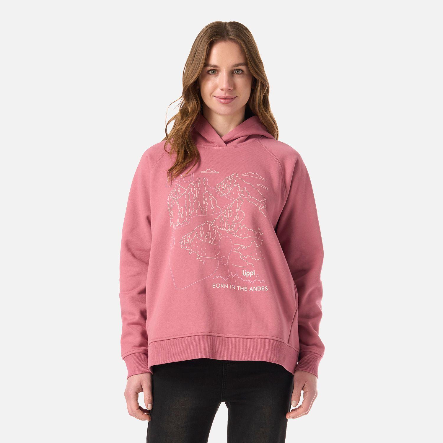 Polerón Mujer Insigne Hoody Sweatshirt Front Print Rosa Lippi V26-0