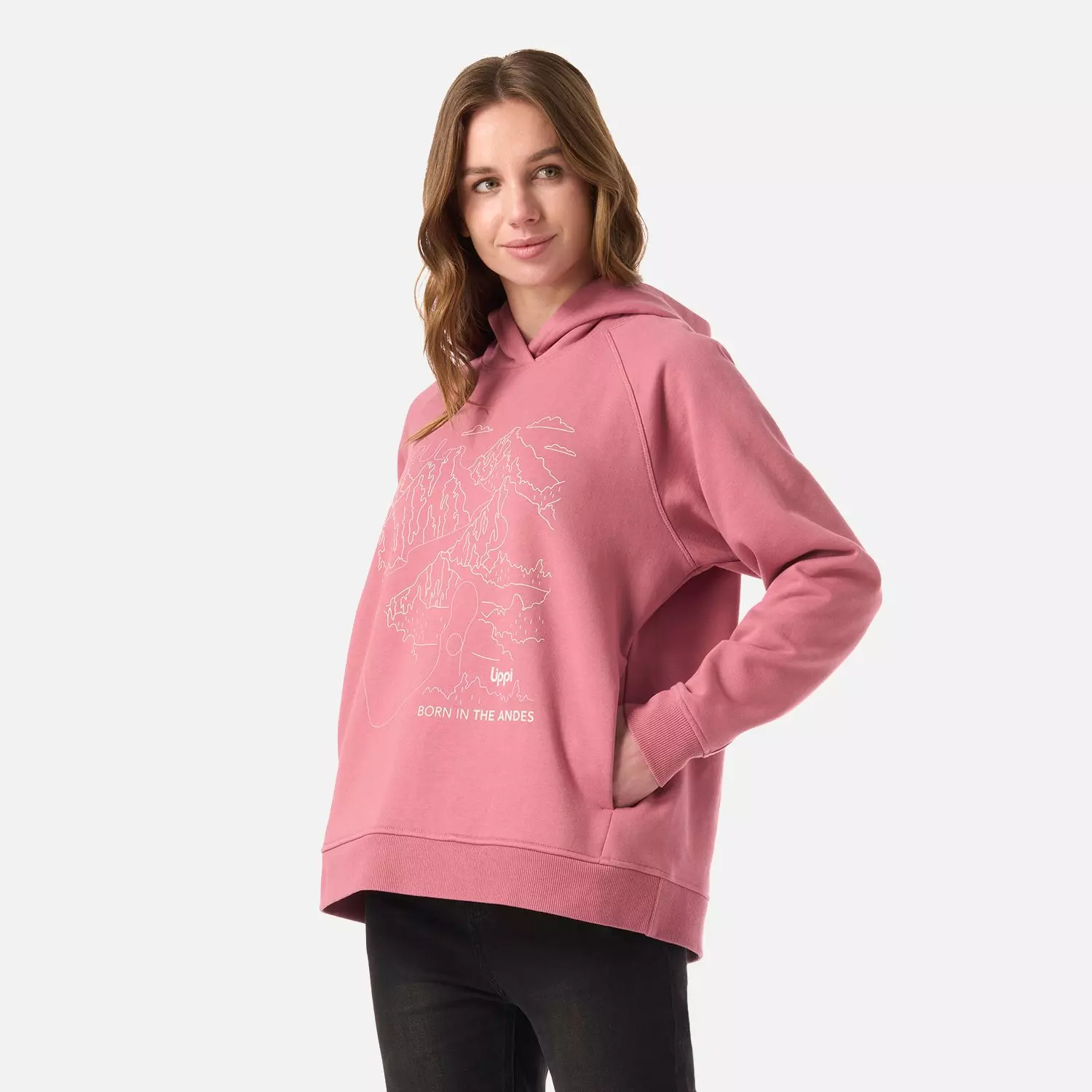 Polerón Mujer Insigne Hoody Sweatshirt Front Print Rosa Lippi V26-1