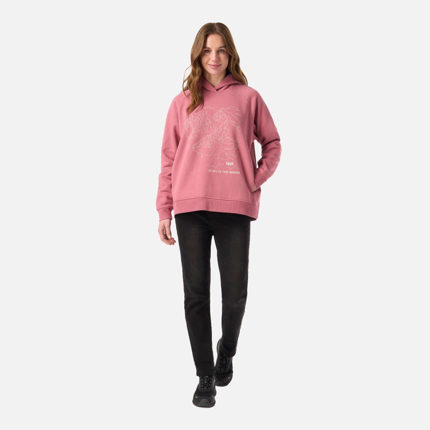 Polerón Mujer Insigne Hoody Sweatshirt Front Print Rosa Lippi V26-6