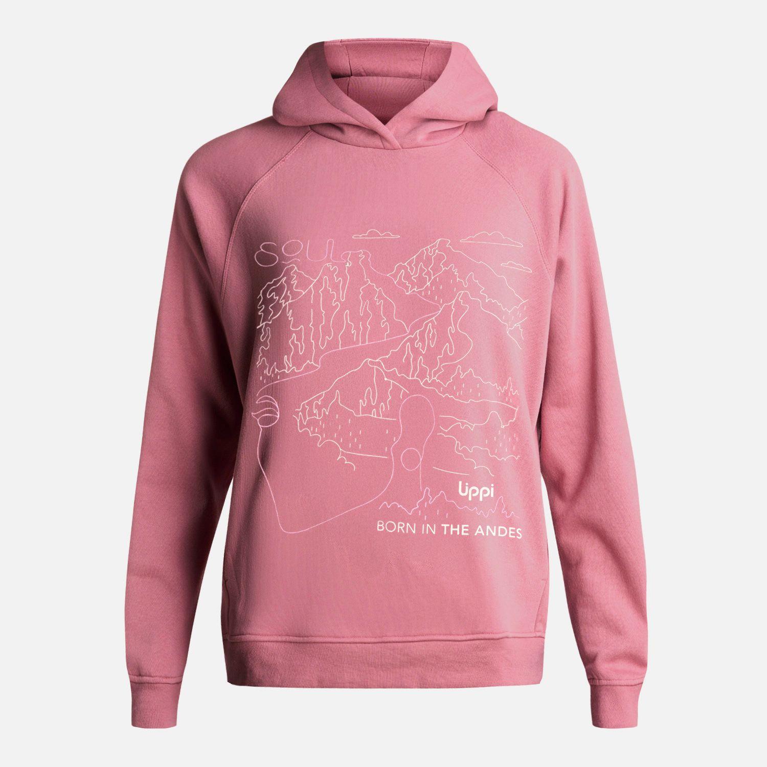 Polerón Mujer Insigne Hoody Sweatshirt Front Print Rosa Lippi V26-7