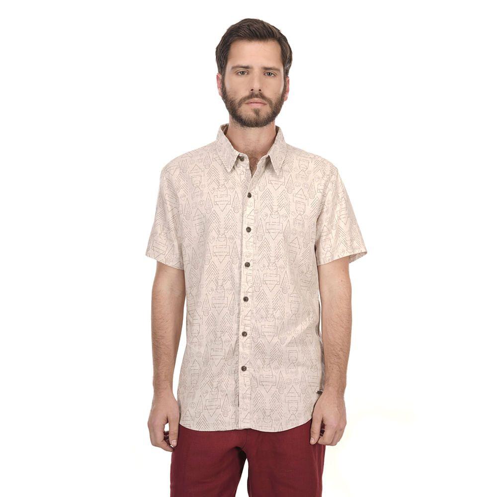 Camisa Hombre One Way Short Sleeve Shirt Crudo Lippi-1