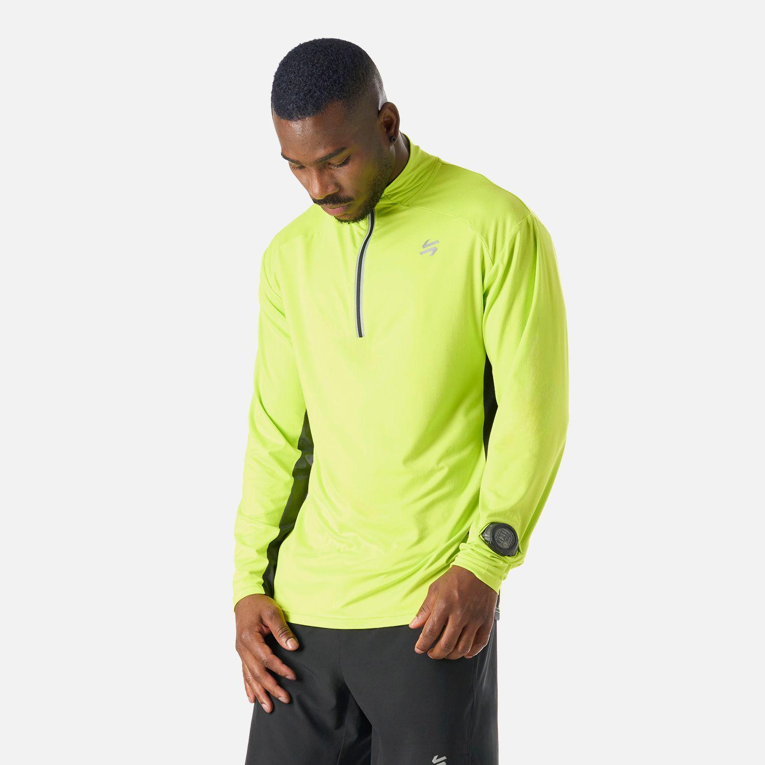 Polerón Hombre Tempo 1/4 Zip Midlayer Verde Lima Vulcano-1
