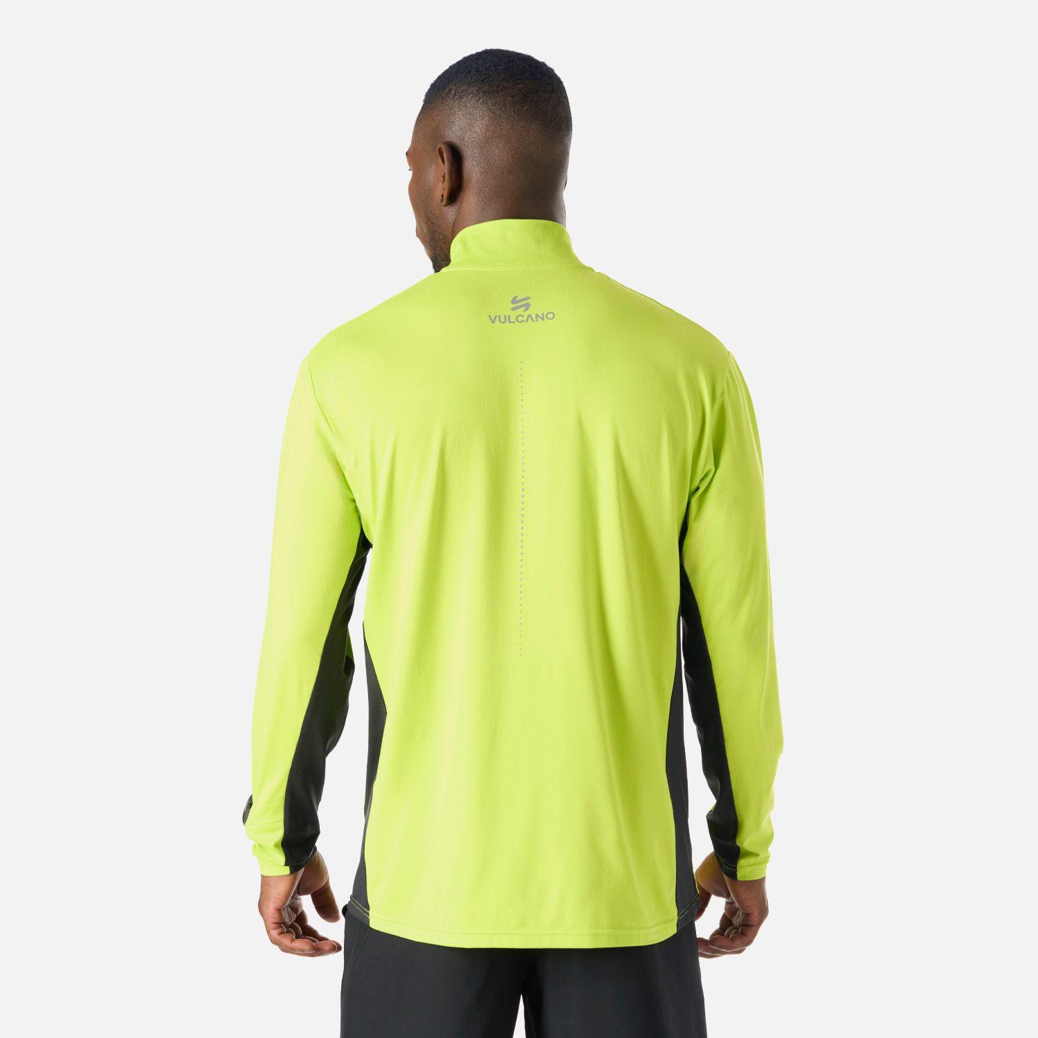 Polerón Hombre Tempo 1/4 Zip Midlayer Verde Lima Vulcano-3