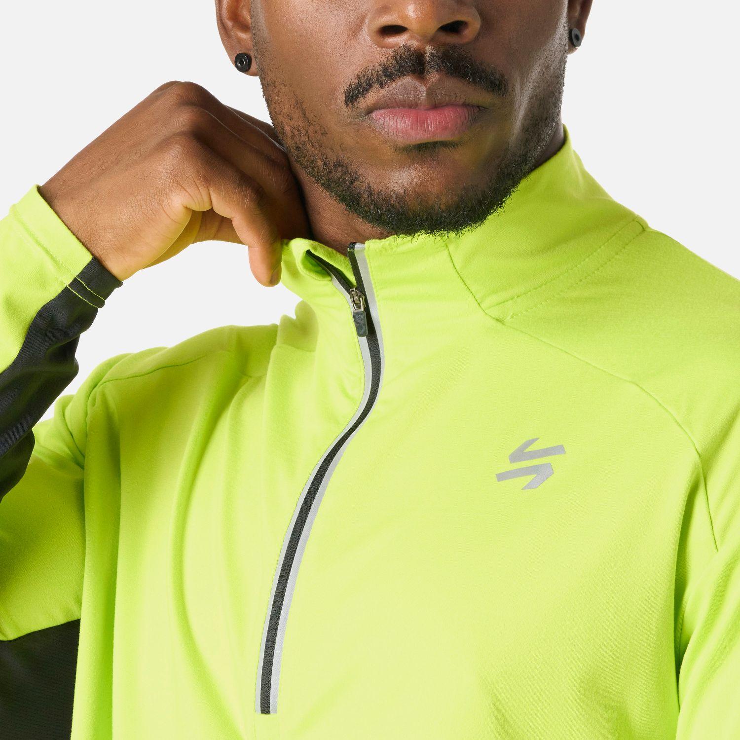 Polerón Hombre Tempo 1/4 Zip Midlayer Verde Lima Vulcano-4