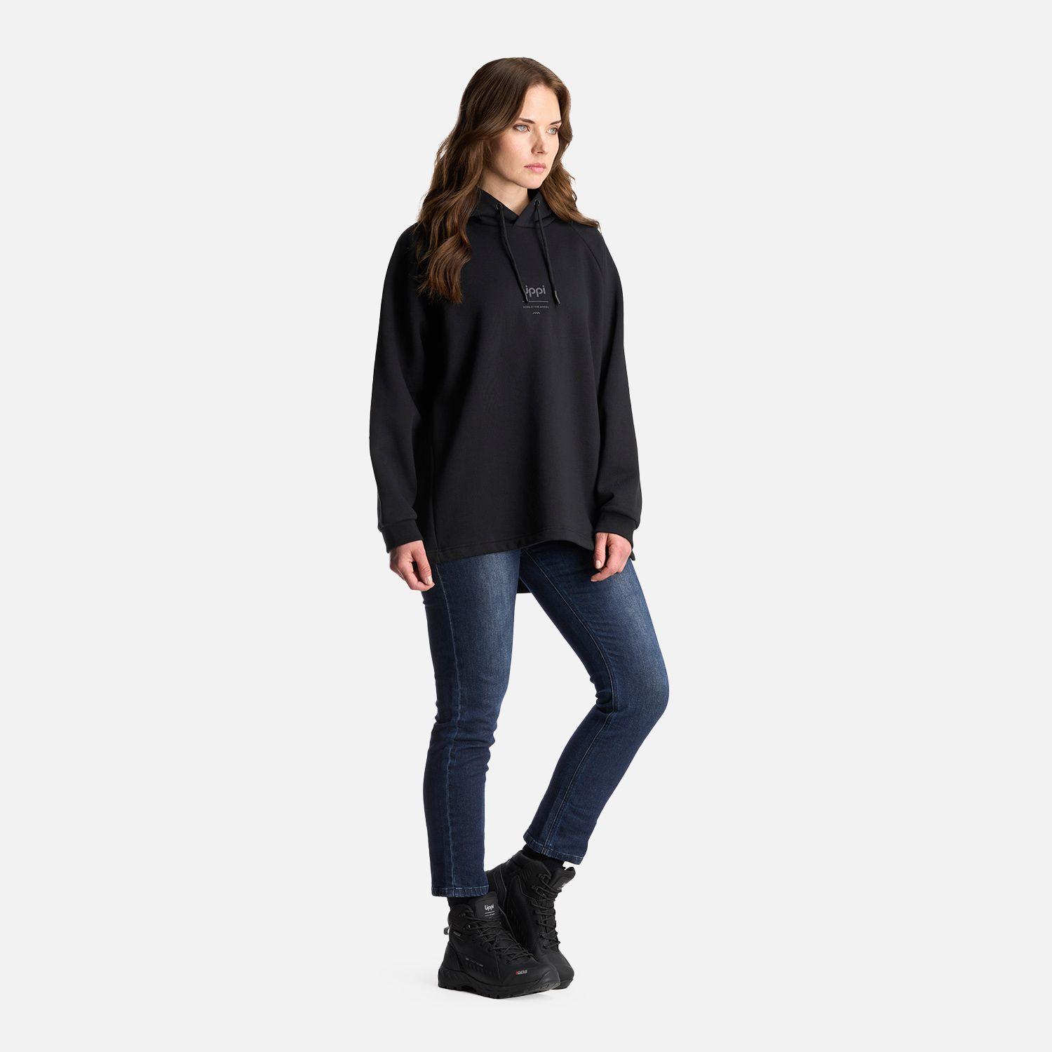Poleron Mujer Heavy Duty Hoody Sweatshirt Negro Lippi I24-5