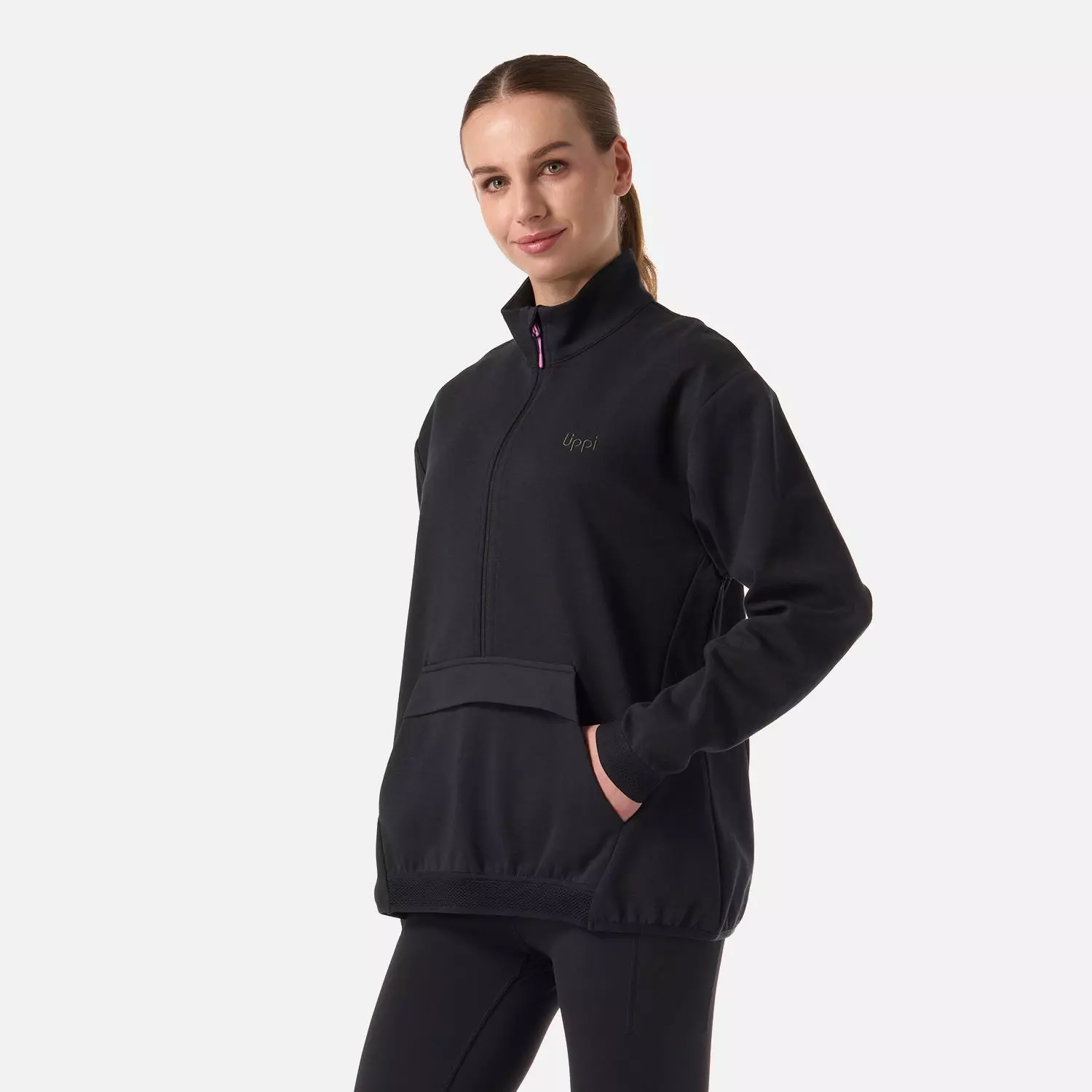 Polerón Mujer DownStreet 1/4 Zip Sweatshirt Negro Lippi V26-1