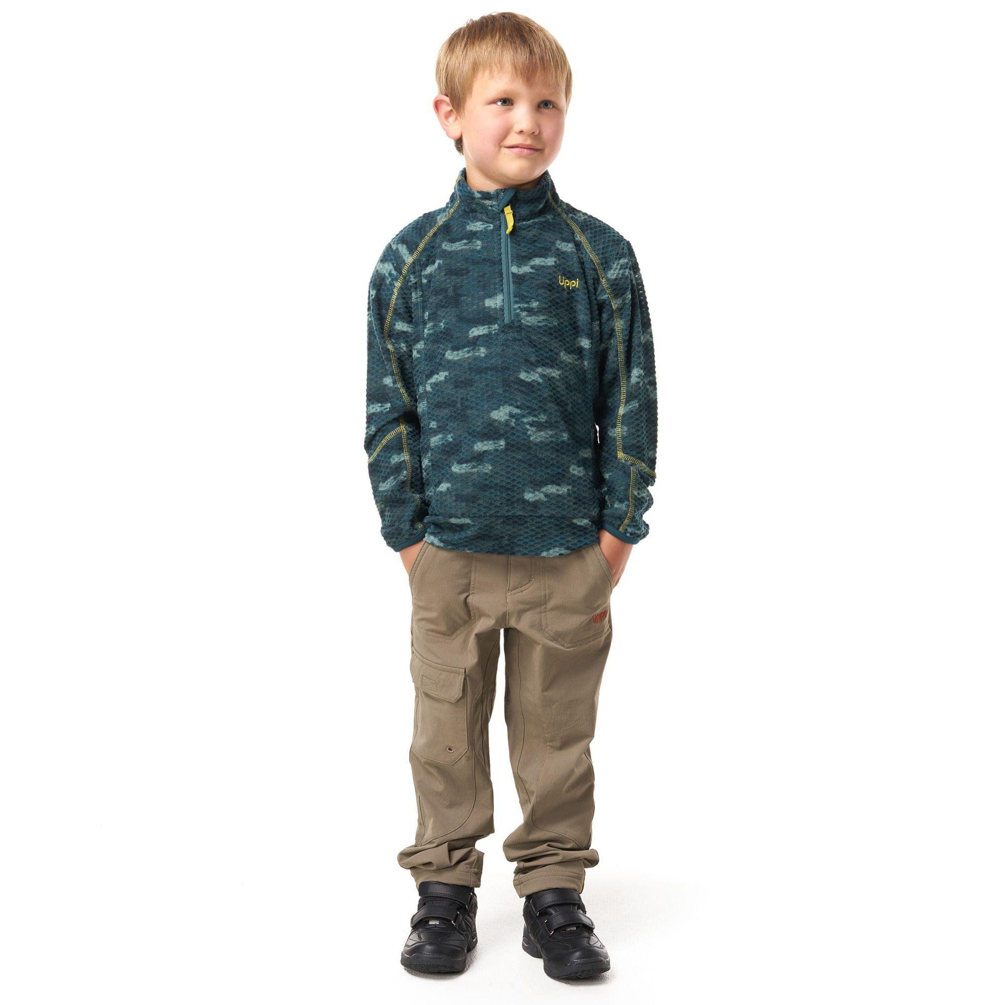 Poleron Niño Saltamontes Nano-F 1/4 Zip Print Gris Oscuro Lippi I19-1