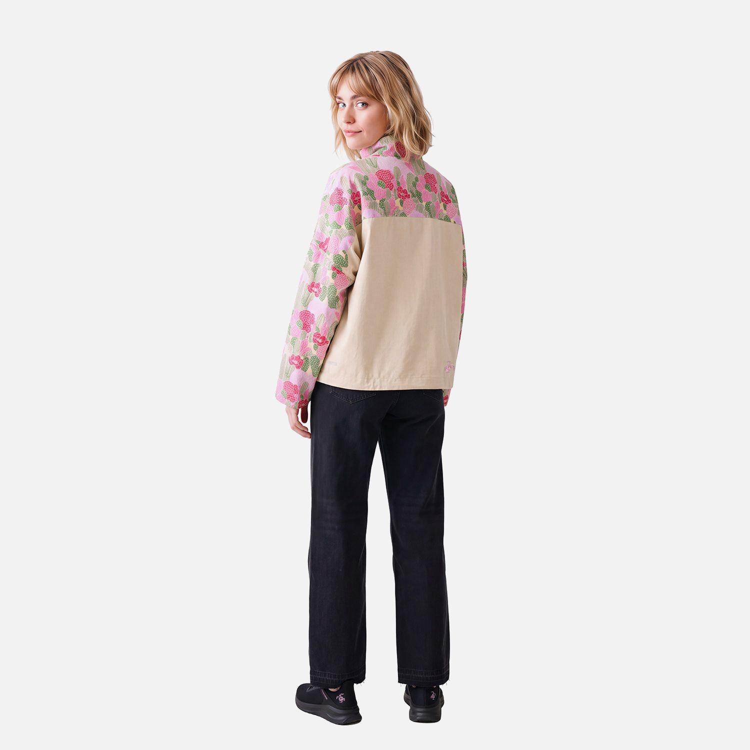 Chaqueta Mujer Hija Del Viento Print Crema Haka Honu V27-3