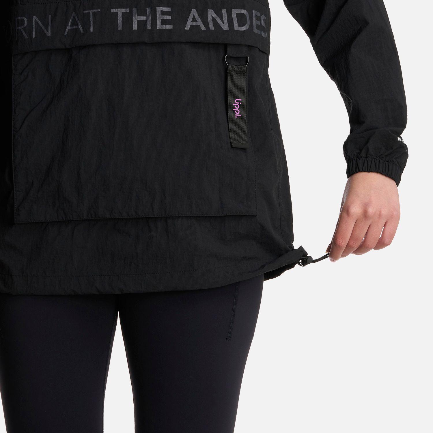 Chaqueta Mujer WindCity WindBreaker 1/4 Zip Negro Lippi-6