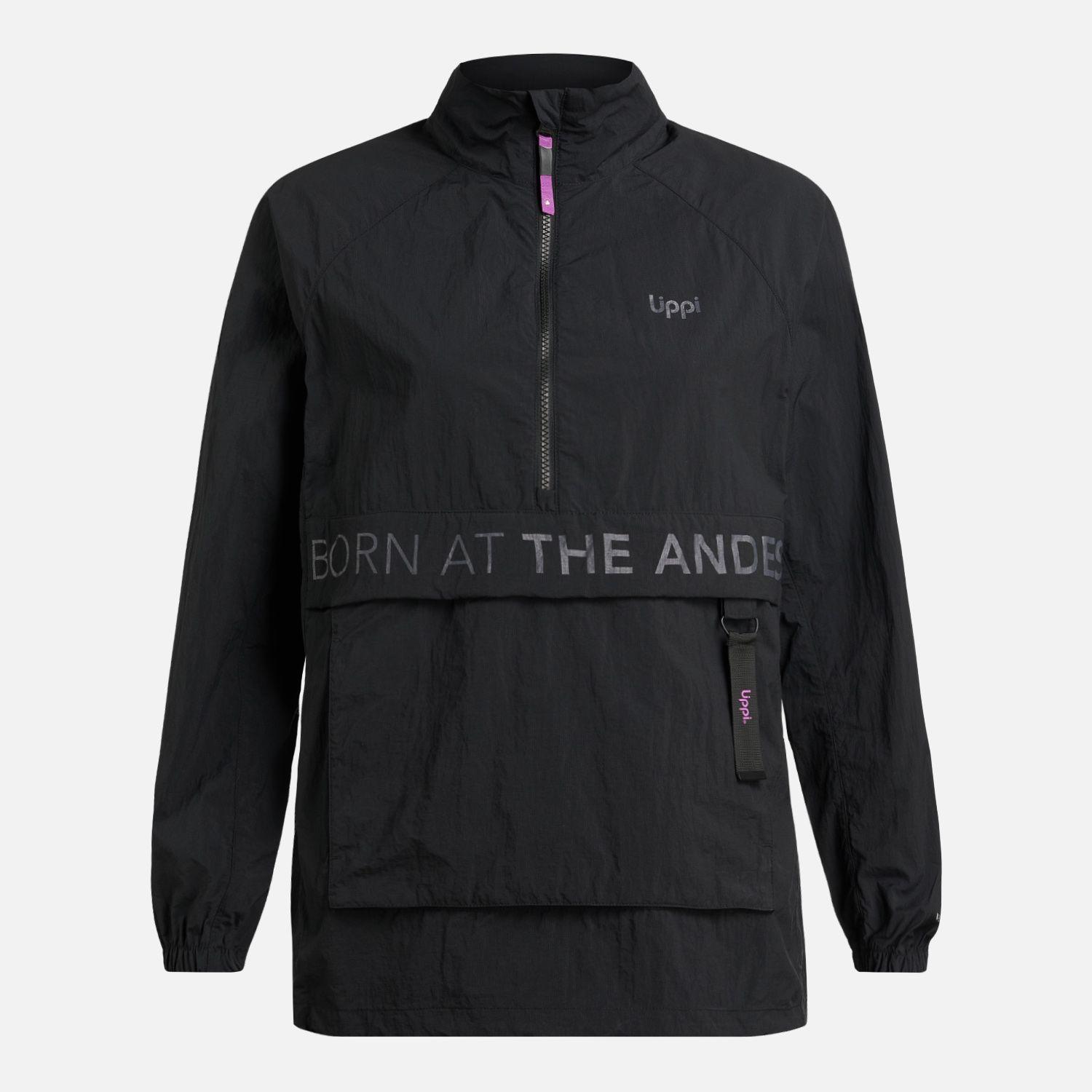 Chaqueta Mujer WindCity WindBreaker 1/4 Zip Negro Lippi-8