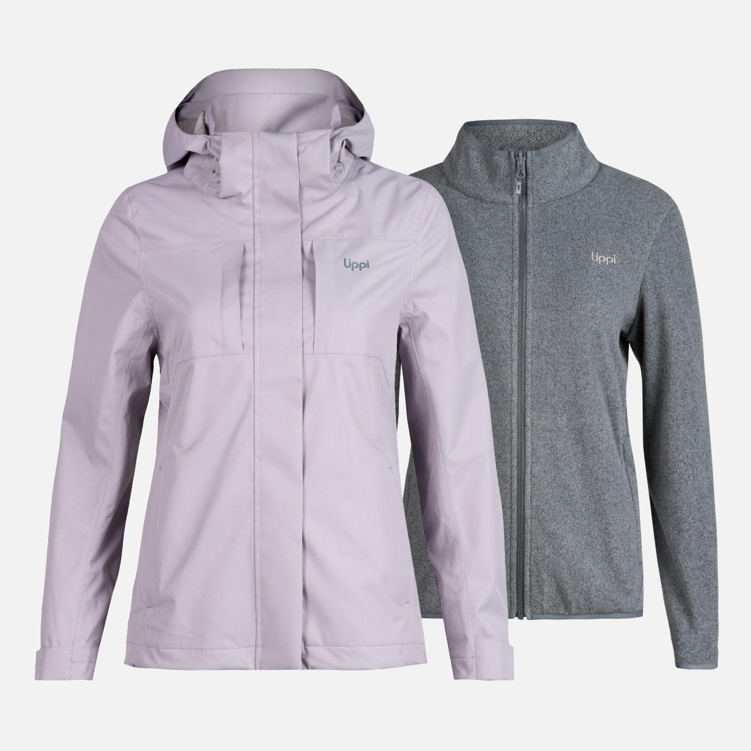 Chaqueta Mujer Tres Cruces Fusion-3 Hoody Jacket Malva/Gris Medio Lippi-0