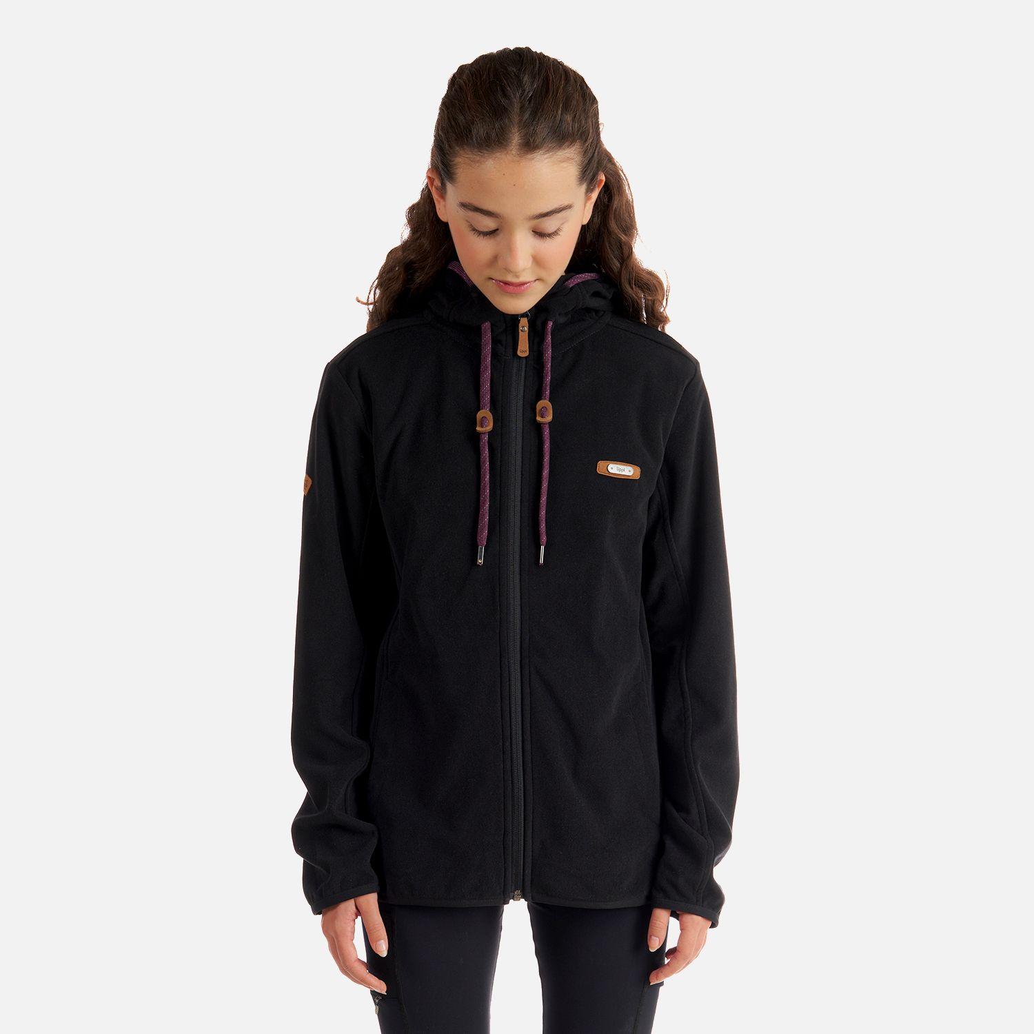 Poleron Teen Girl Stripes Nano-F Full Zip Negro Lippi V22-1