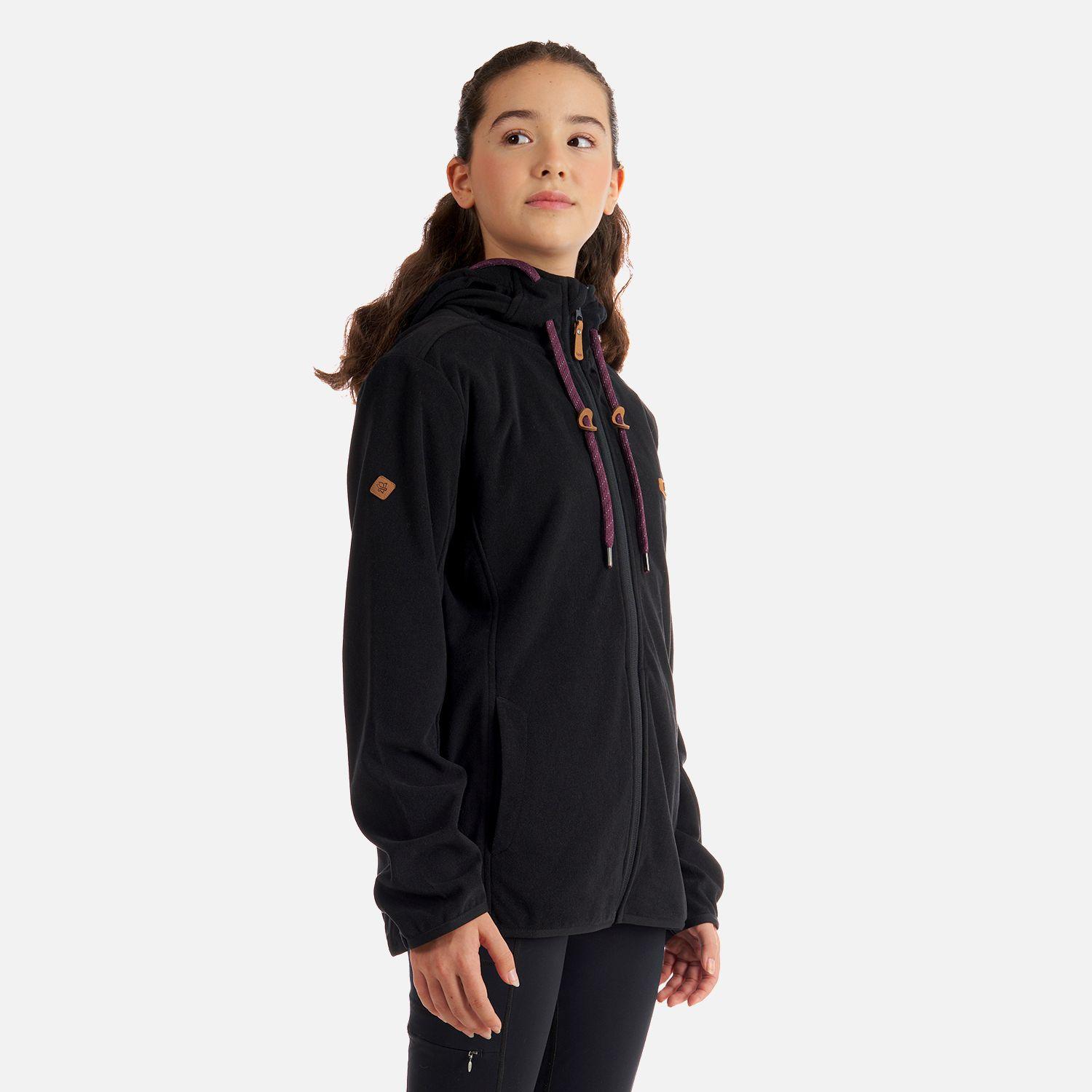 Poleron Teen Girl Stripes Nano-F Full Zip Negro Lippi V22-2