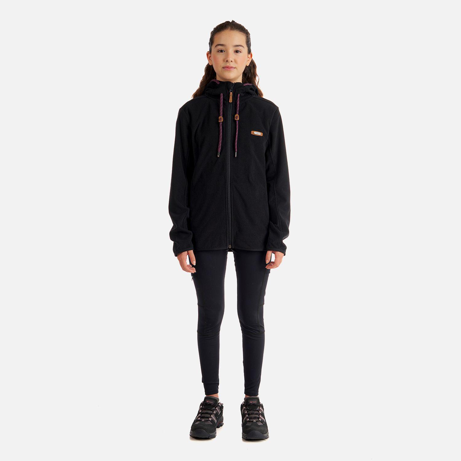 Poleron Teen Girl Stripes Nano-F Full Zip Negro Lippi V22-7