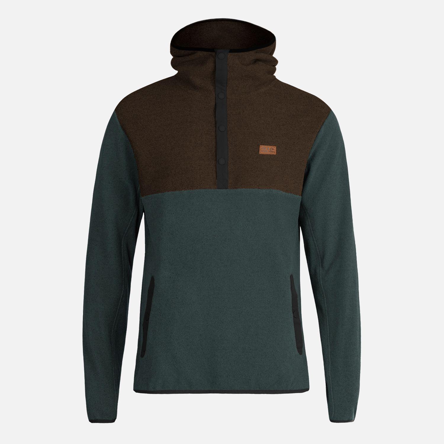 Poleron Hombre Tokerau Hoodie Café/ Verde Bosque Haka Honu-1