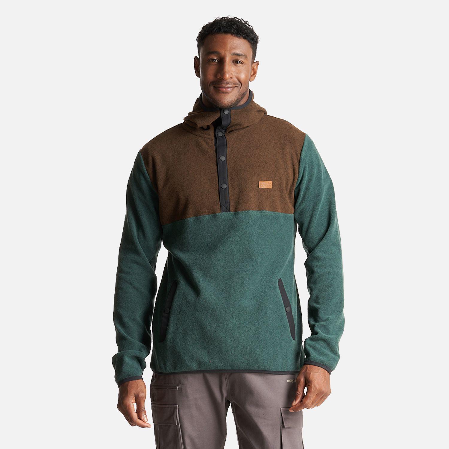 Poleron Hombre Tokerau Hoodie Café/ Verde Bosque Haka Honu-2