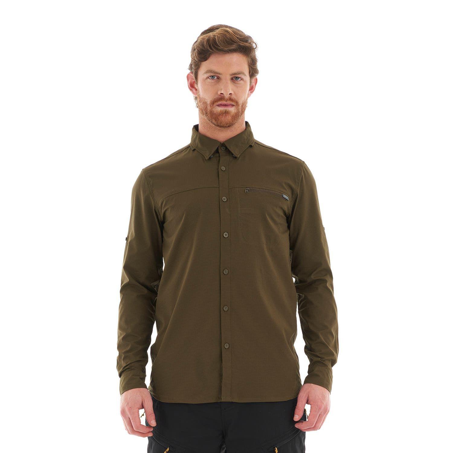 Camisa Hombre Rosselot Long Sleeve Q-Dry Shirt Oliva Oscuro Lippi-1