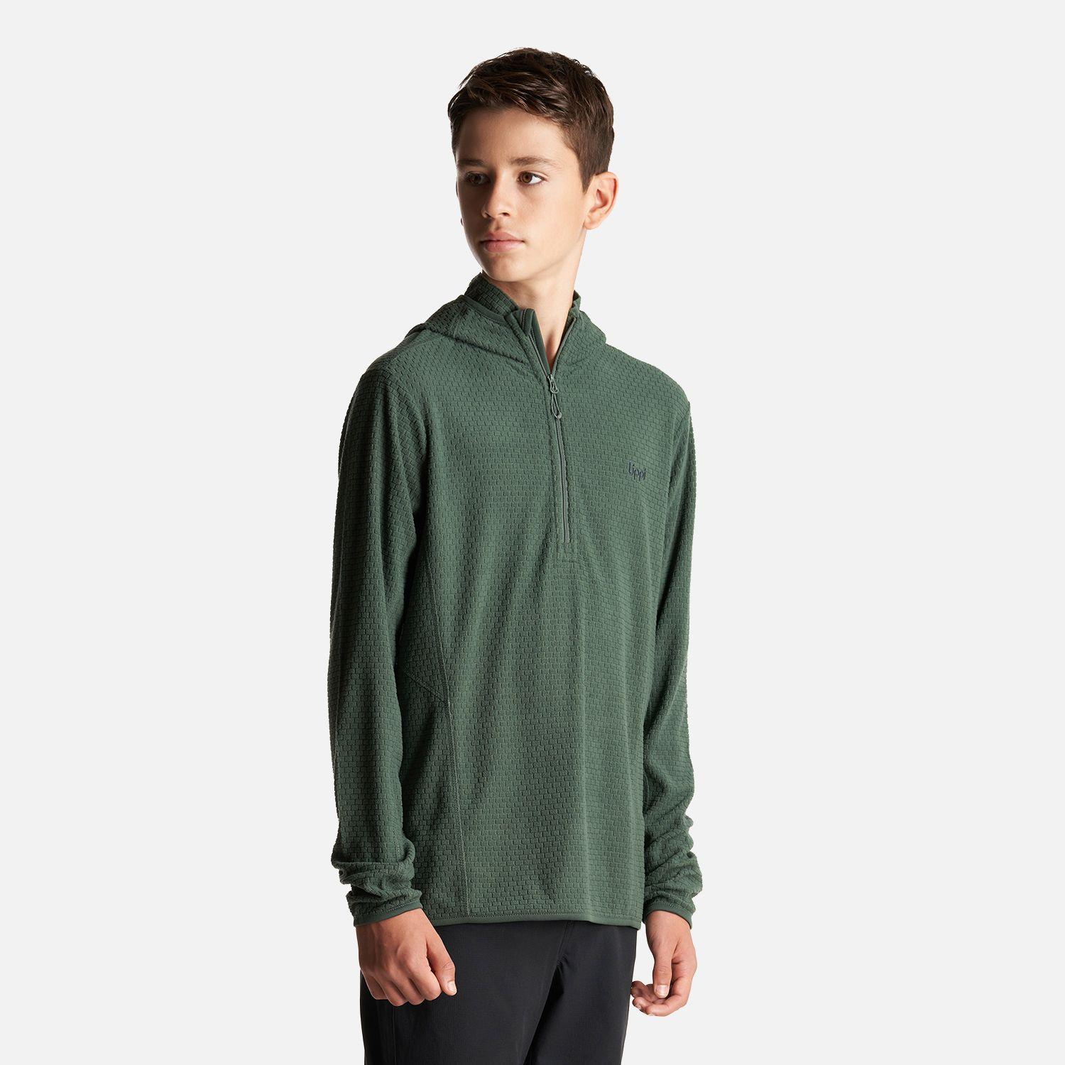 Poleron Teen Boy Mild Nano-F 14 Zip Hoody Verde Botella Lippi-2