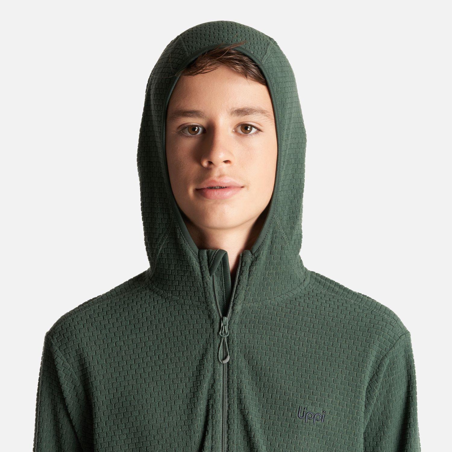Poleron Teen Boy Mild Nano-F 14 Zip Hoody Verde Botella Lippi-4