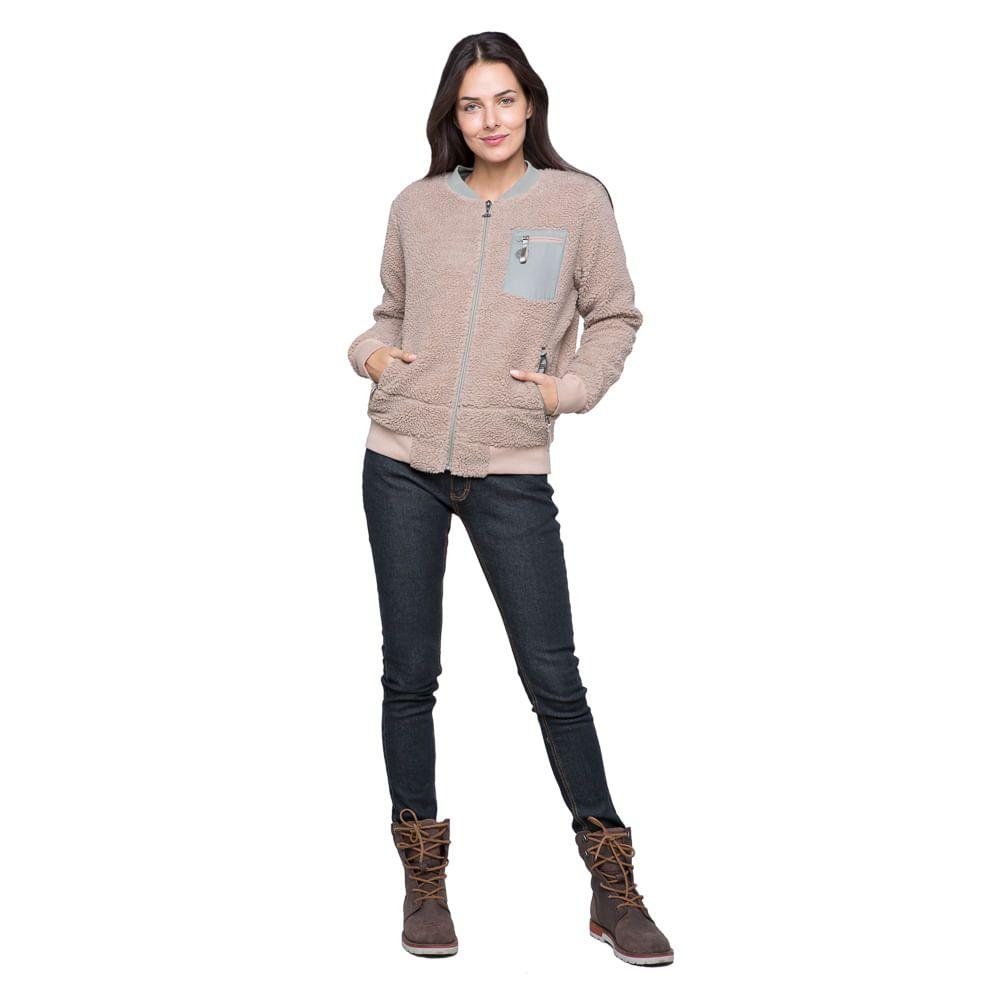 Chaqueta Mujer Zip-porrito Café Claro Haka Honu-2