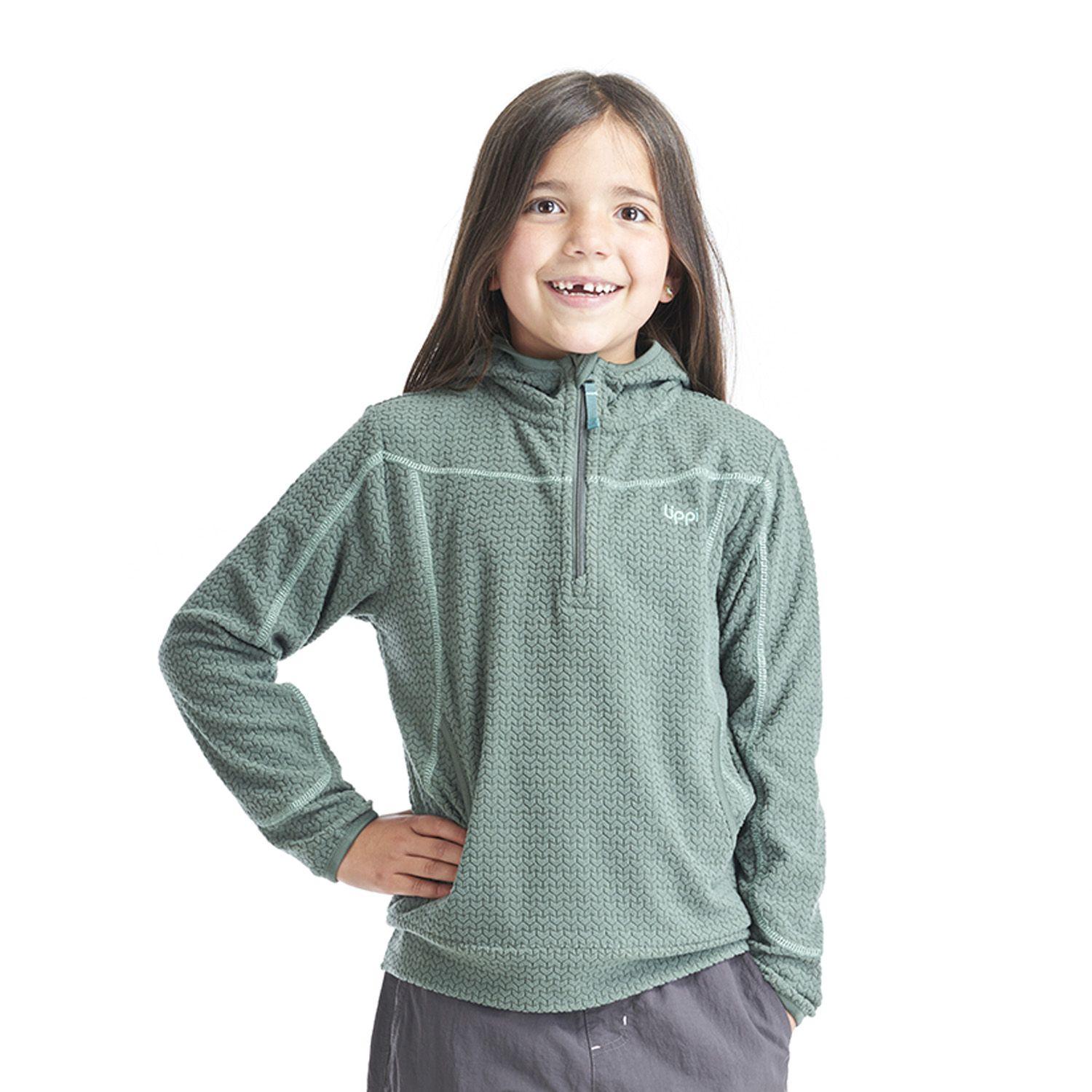 Poleron Niña Saltamontes Nano-F 14 Zip Hoody Verde Grisaceo Lippi-1