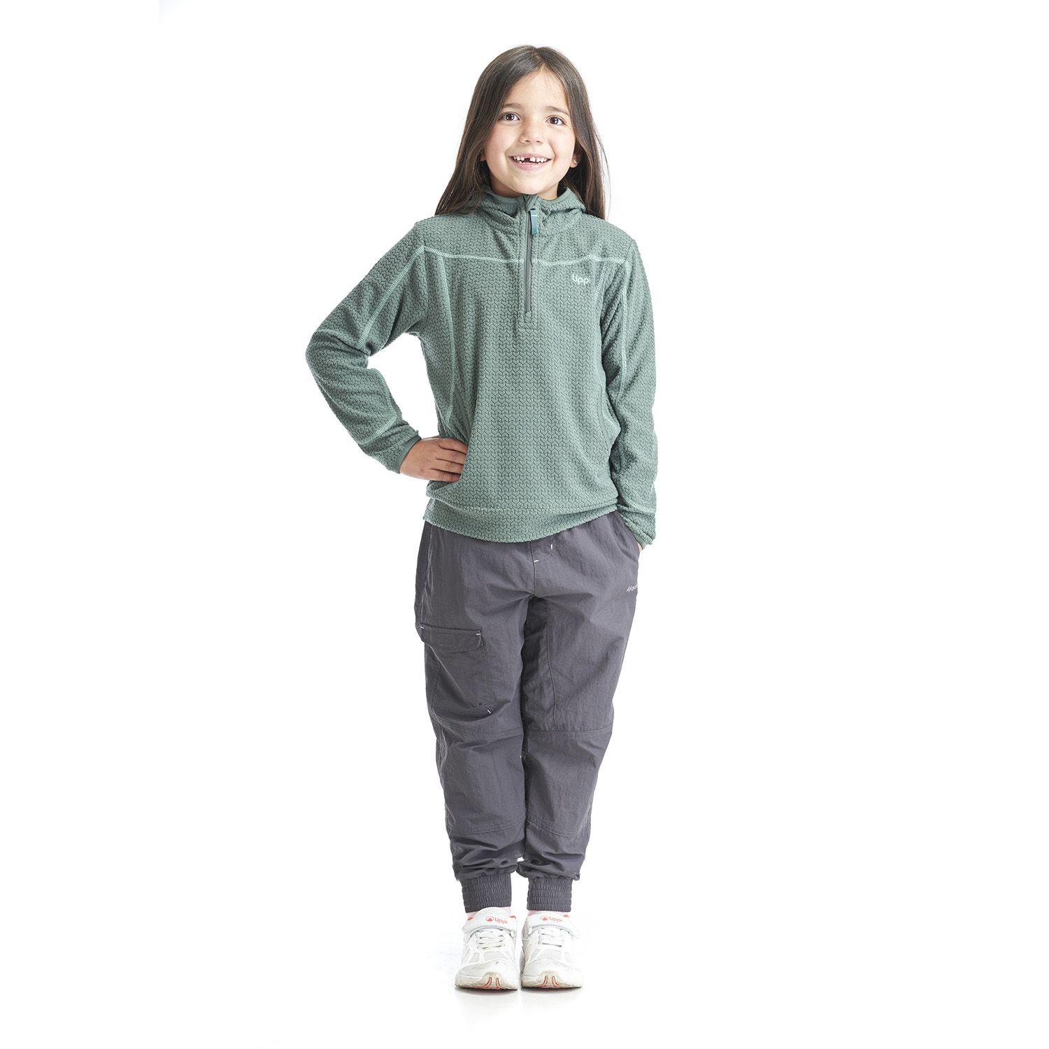 Poleron Niña Saltamontes Nano-F 14 Zip Hoody Verde Grisaceo Lippi-4