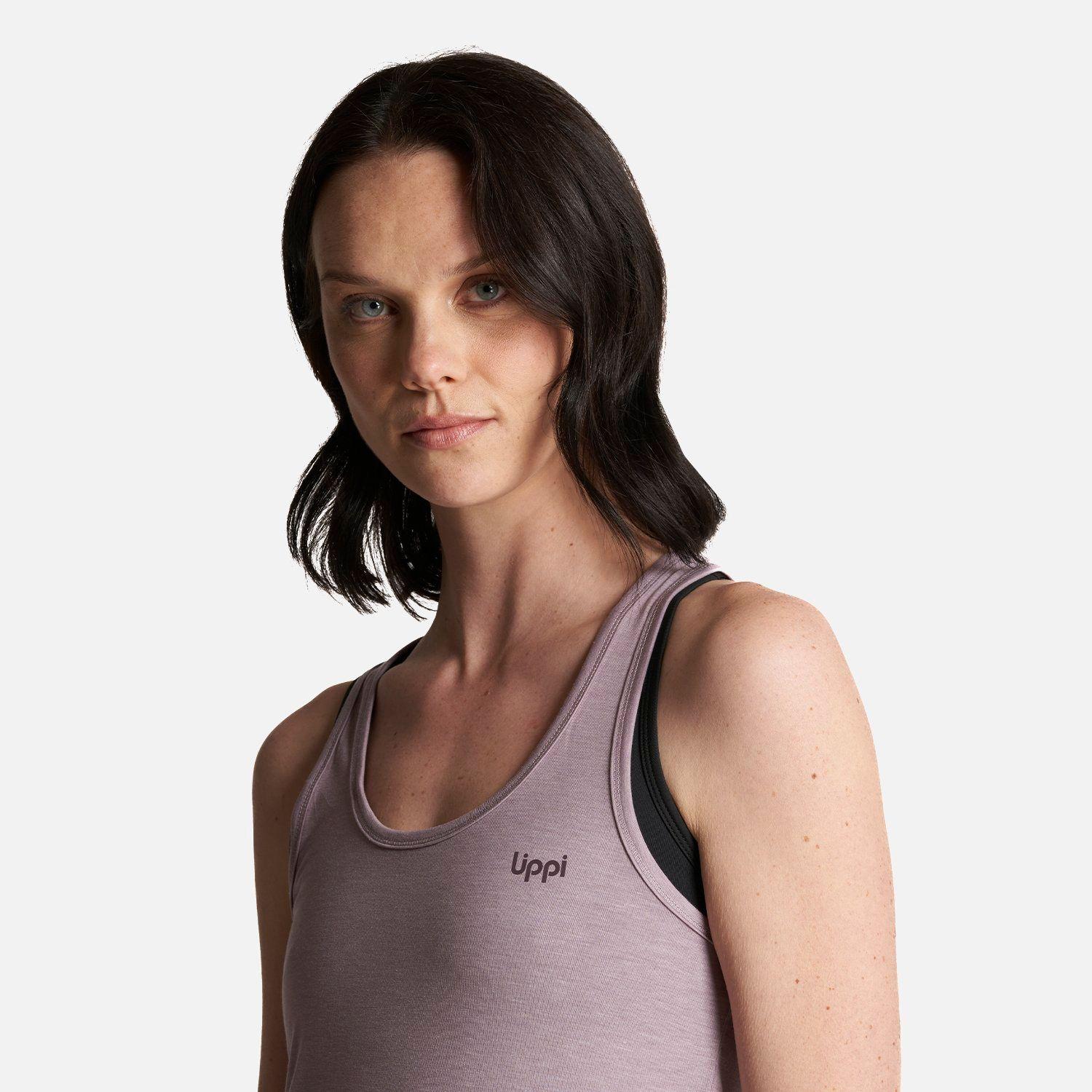 Polera Mujer Summit UV-Stop Tank Melange Malva Lippi-4