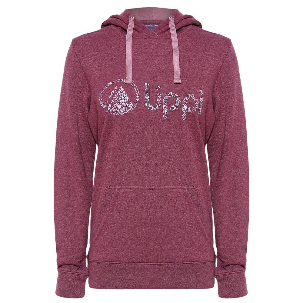 Poleron Mujer Insigne Cotton Hoody Melange Rosa Lippi V18-0