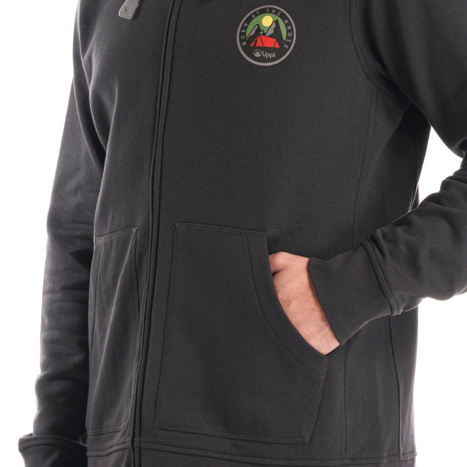 Poleron Hombre Insigne Full Zip Hoody Sweatshirt Melange Grafito Lippi V22-7