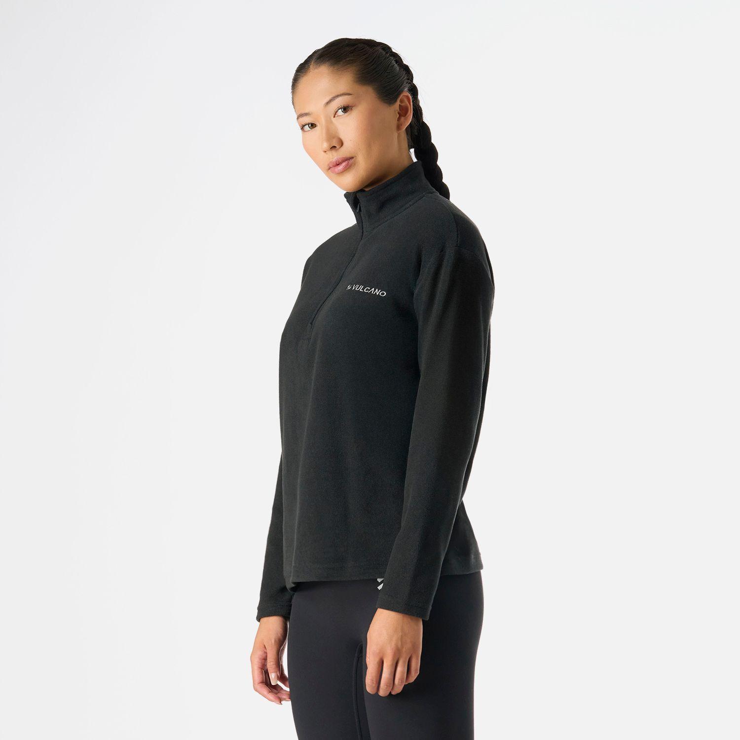 Polerón Mujer Cool Down 1/4 Zip Fleece Negro Vulcano-1