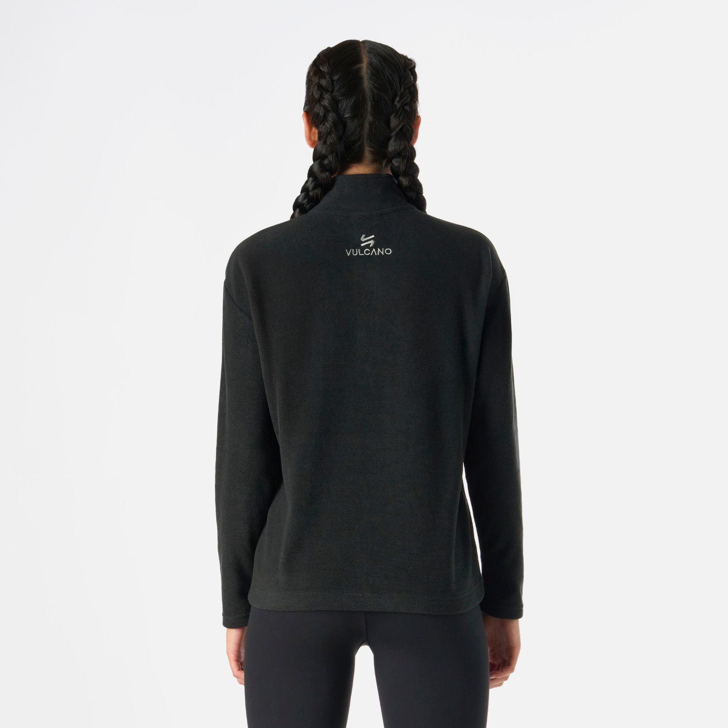 Polerón Mujer Cool Down 1/4 Zip Fleece Negro Vulcano-3