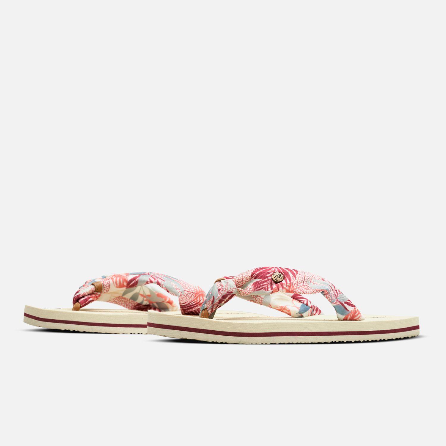 Sandalia Mujer Shancleta Crema / Burdeo Haka Honu-1