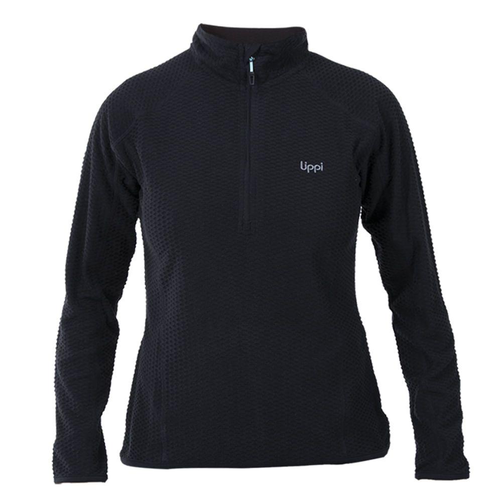 Poleron Mujer Jacarandá Nano-F 1/4 Zip Negro Lippi-0