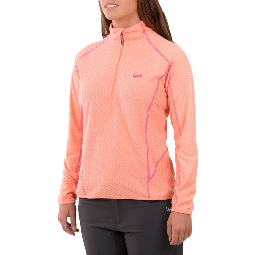 Poleron Mujer Jacarandá Nano-F 1/4 Zip Negro Lippi-1