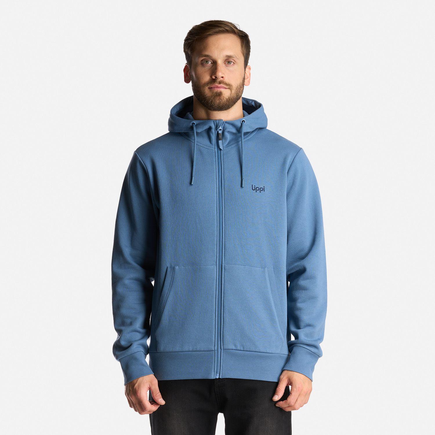Poleron Hombre Ulmo Full Zip Hoody Sweatshirt Azul Grisaceo Lippi-1