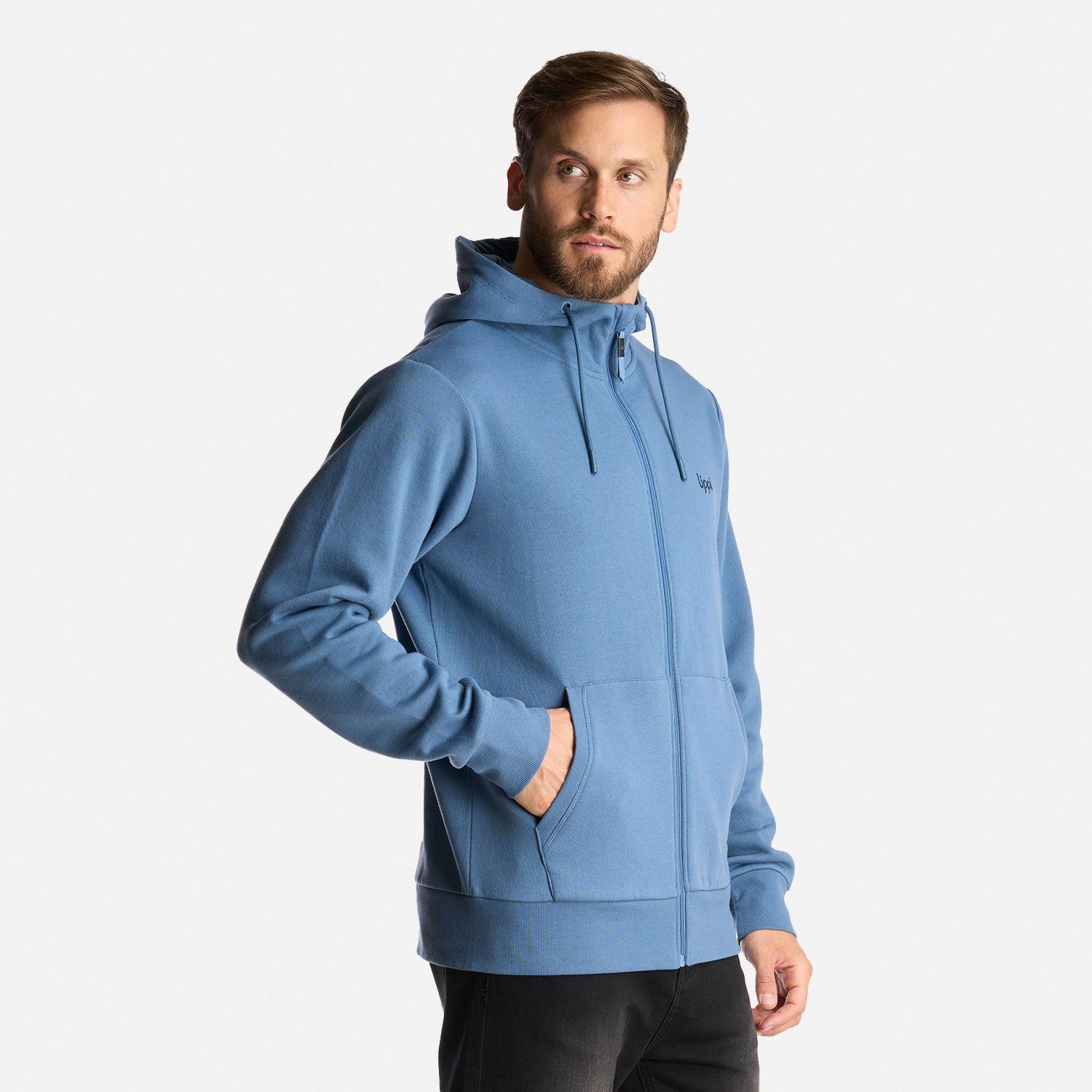 Poleron Hombre Ulmo Full Zip Hoody Sweatshirt Azul Grisaceo Lippi-2