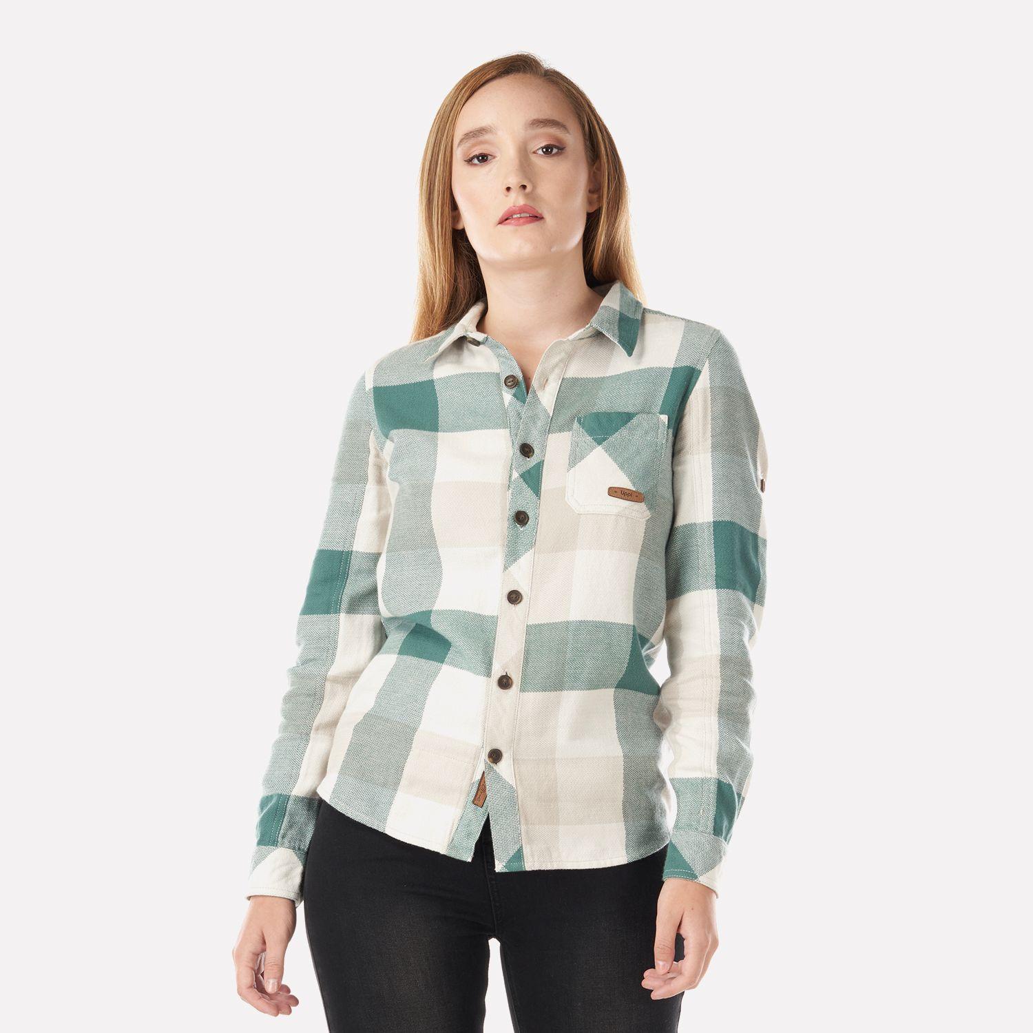 Camisa Mujer Lumberjack Shirt Verde Grisaceo Lippi-1