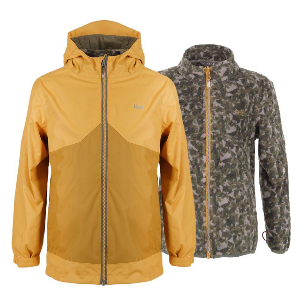 Chaqueta Niño Snowball Fusion-3 Hoody Jacket Mostaza / Print Verde Militar Lippi-2