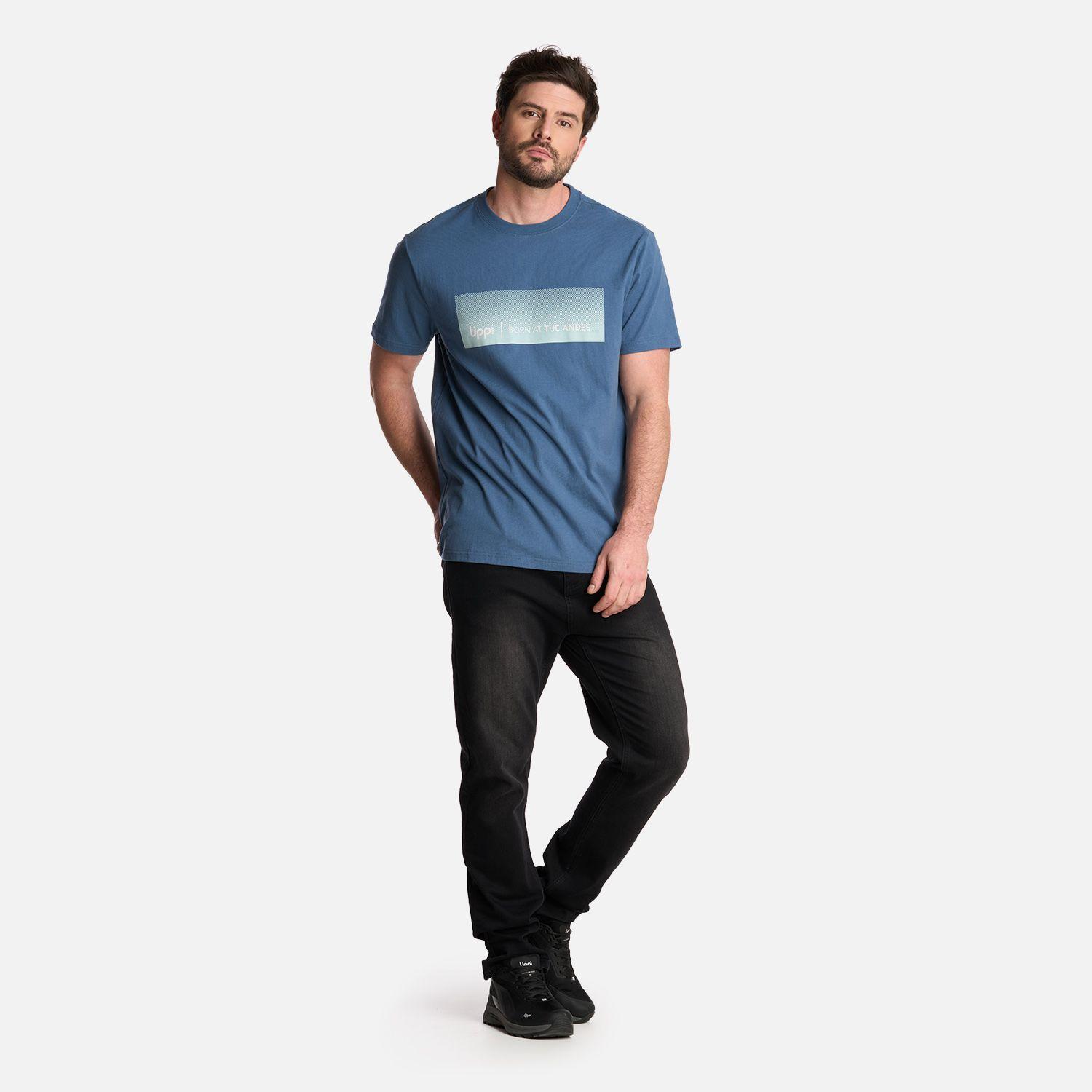 Polera Hombre Logo Lippi FrontPrint TShirt Azul Piedra Lippi-4