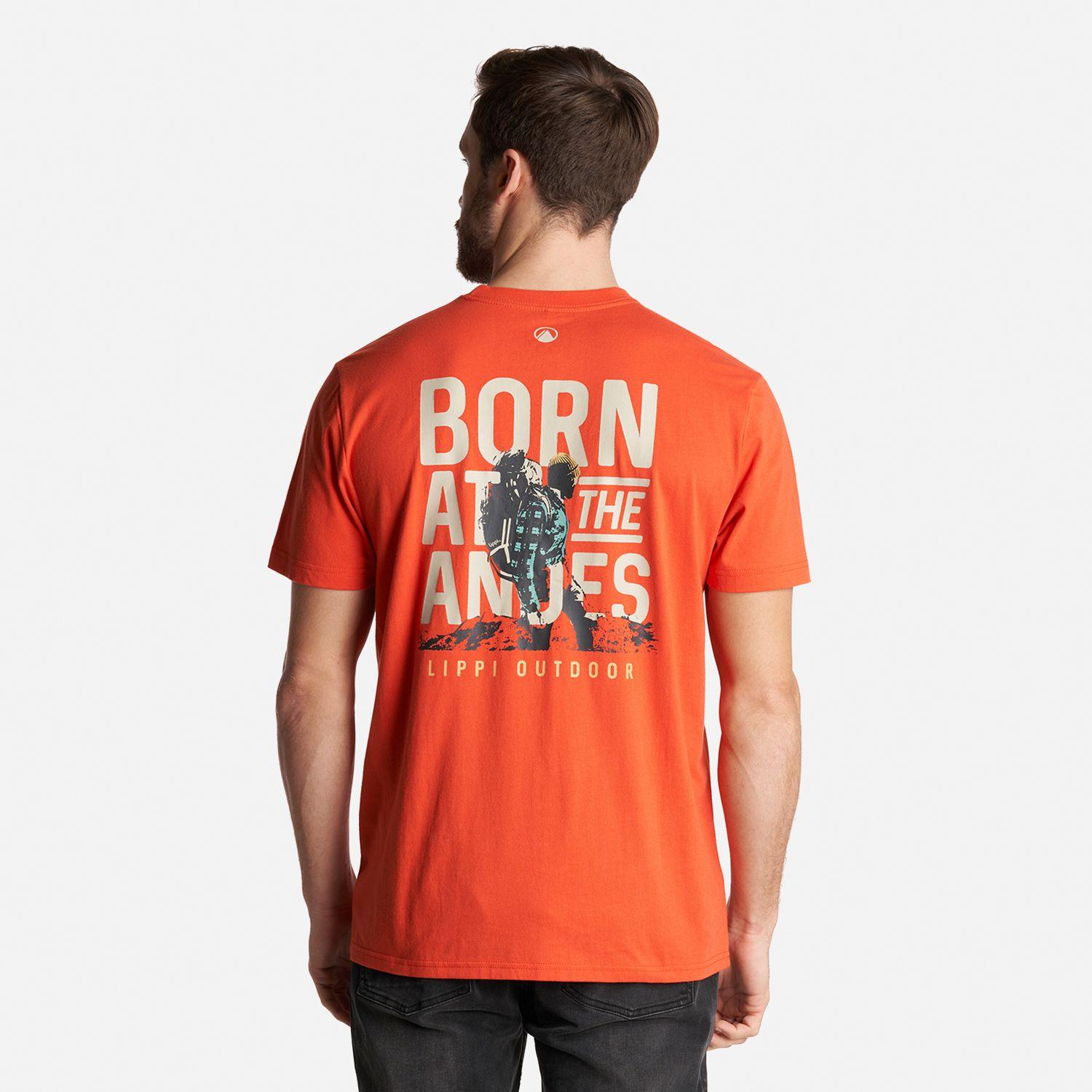 Polera Hombre Born at the Andes T-Shirt Naranjo Oscuro Lippi-3