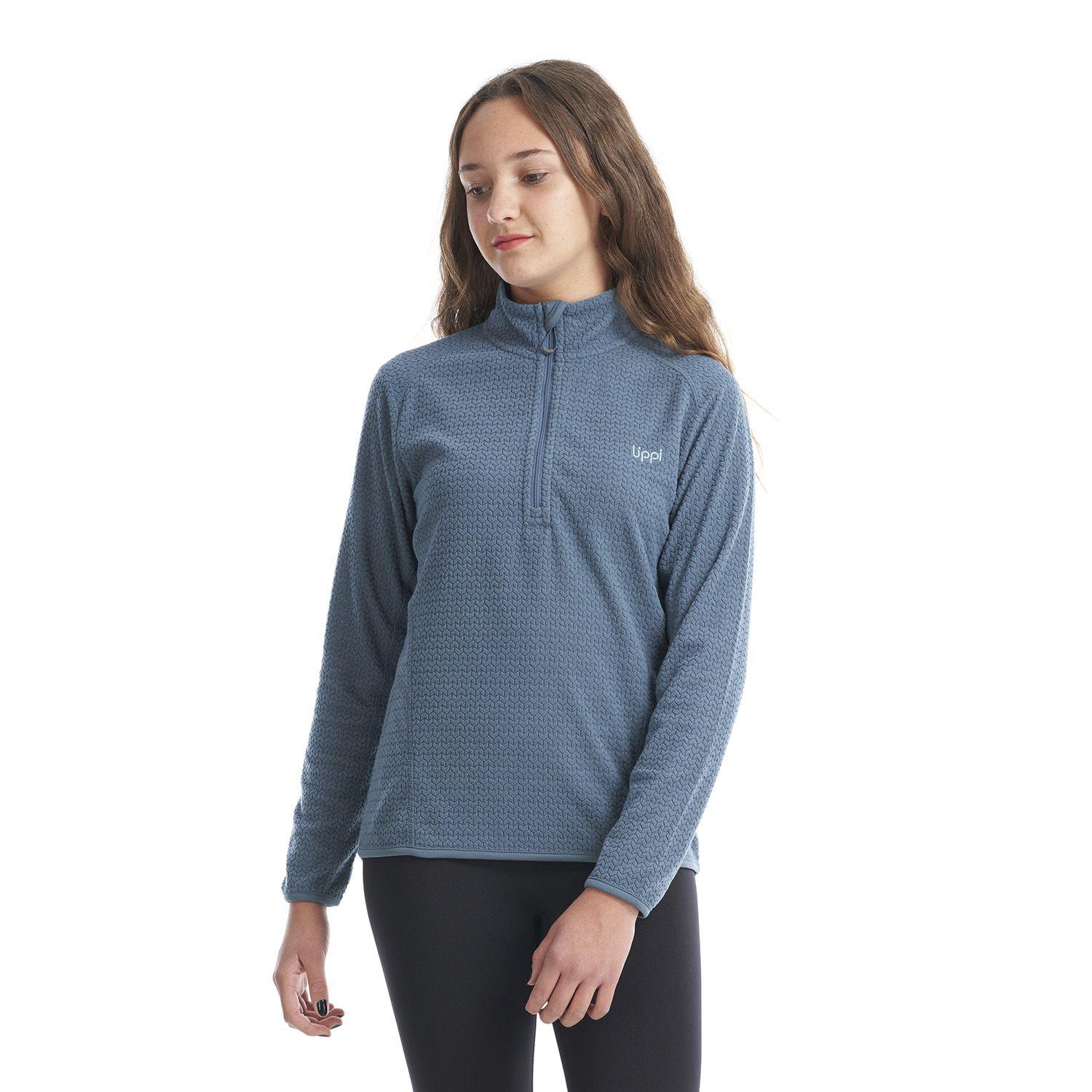 Poleron Teen Girl Mild Nano-F 14 Zip Azul Grisaceo Lippi-1