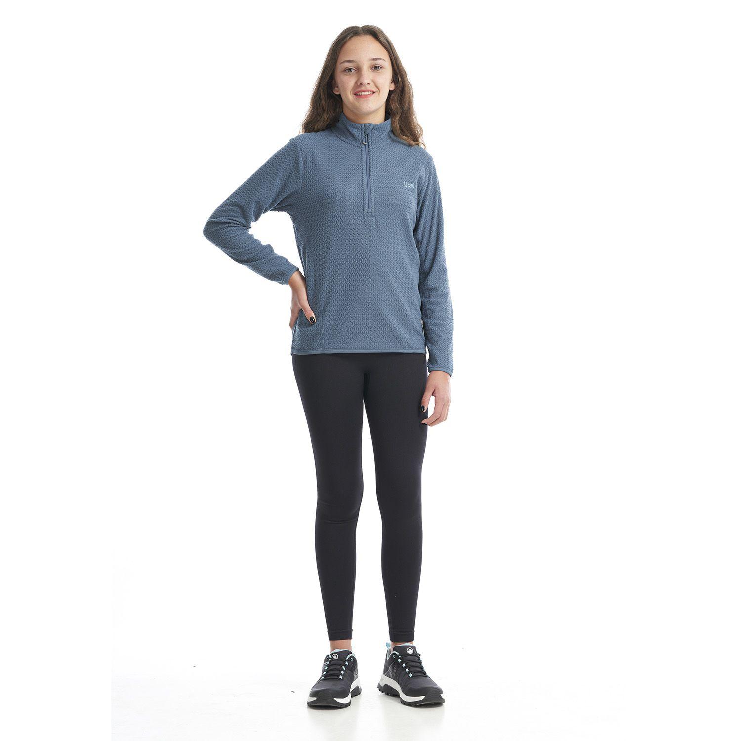 Poleron Teen Girl Mild Nano-F 14 Zip Azul Grisaceo Lippi-4