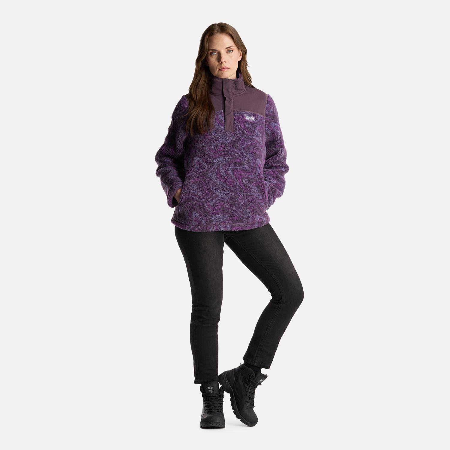 Chaqueta Mujer Glaciar Sherpa Pro 14 Zip Jacket Print Morado Lippi-6