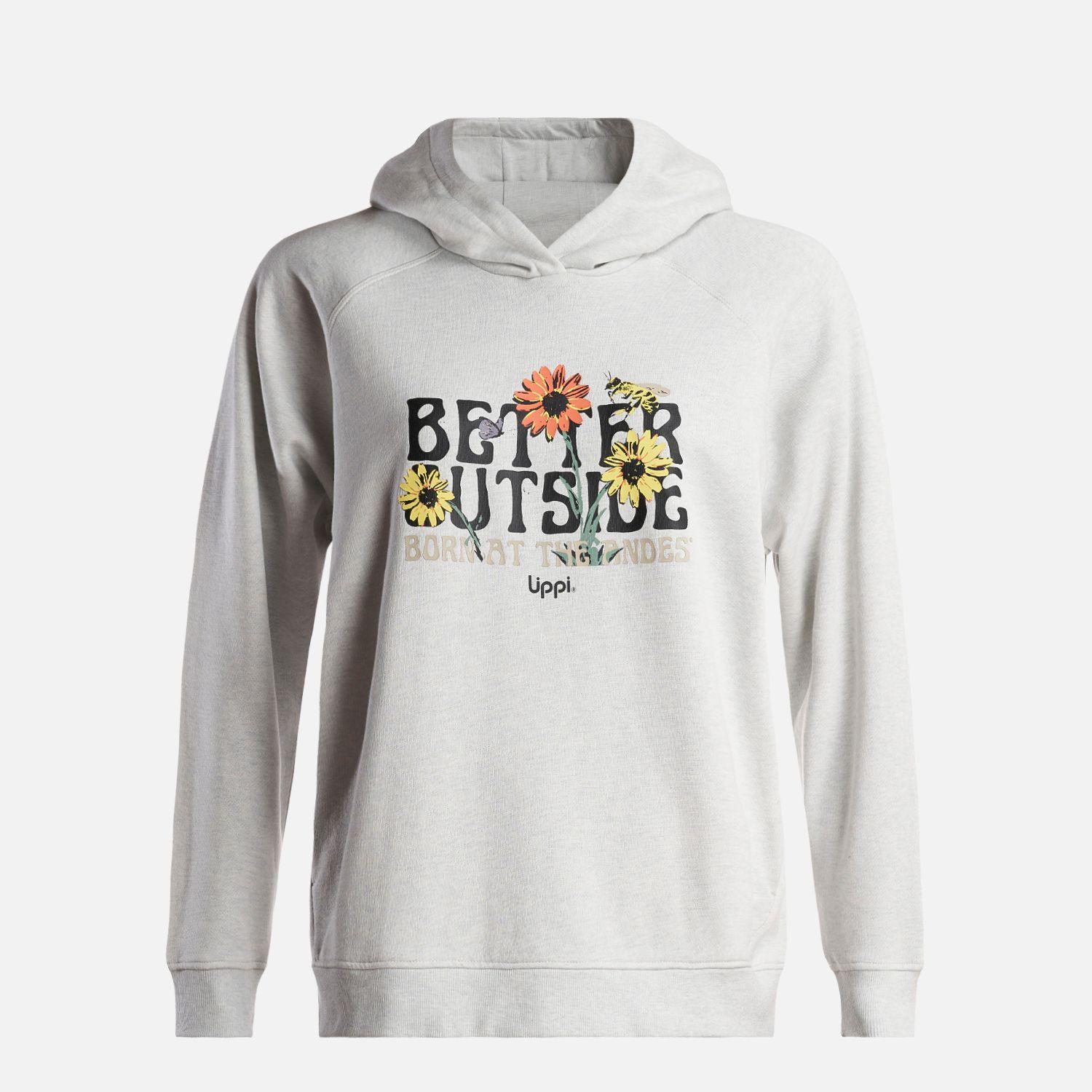 Poleron Mujer  Insigne Hoody Sweatshirt Front Print Melange Gris Lippi-0