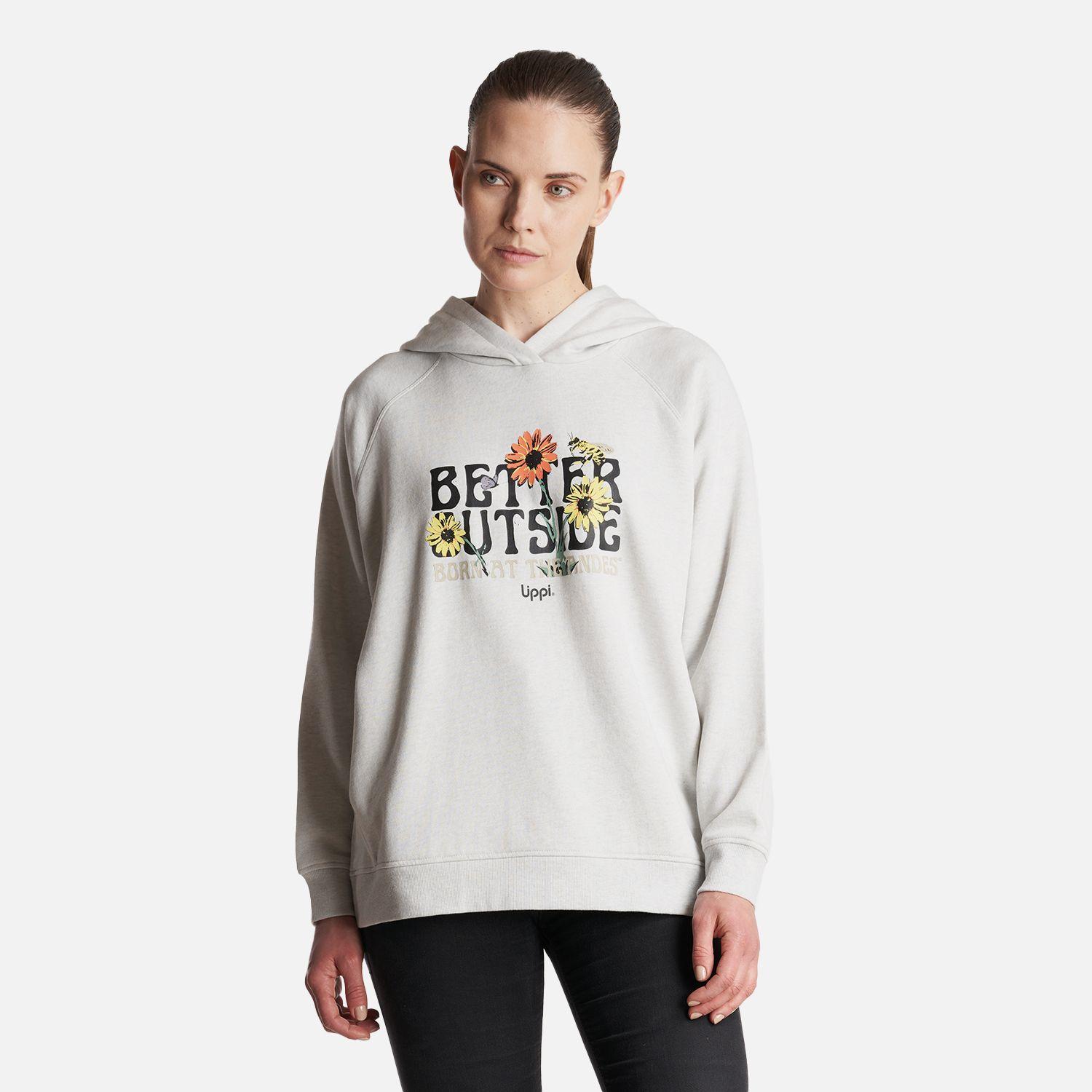 Poleron Mujer  Insigne Hoody Sweatshirt Front Print Melange Gris Lippi-1