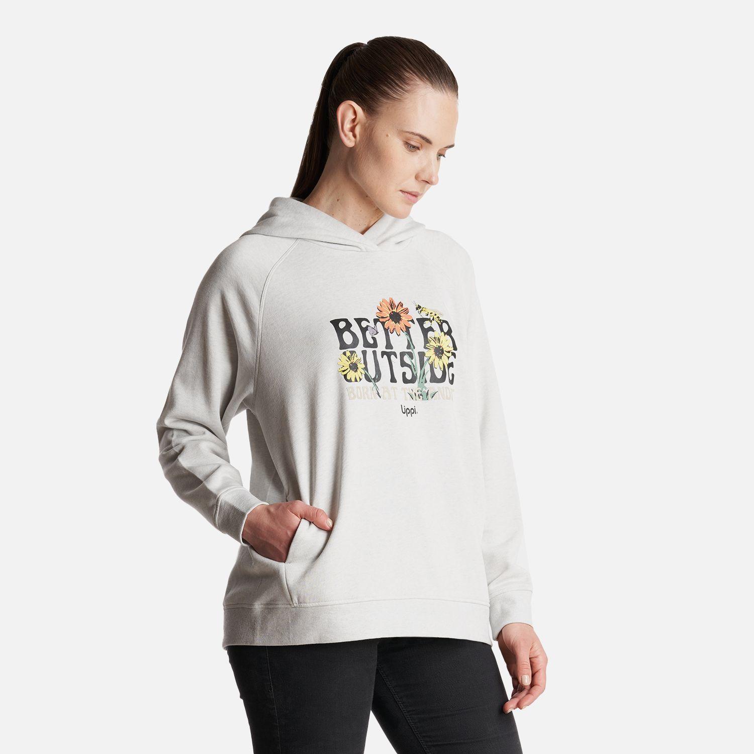 Poleron Mujer  Insigne Hoody Sweatshirt Front Print Melange Gris Lippi-2