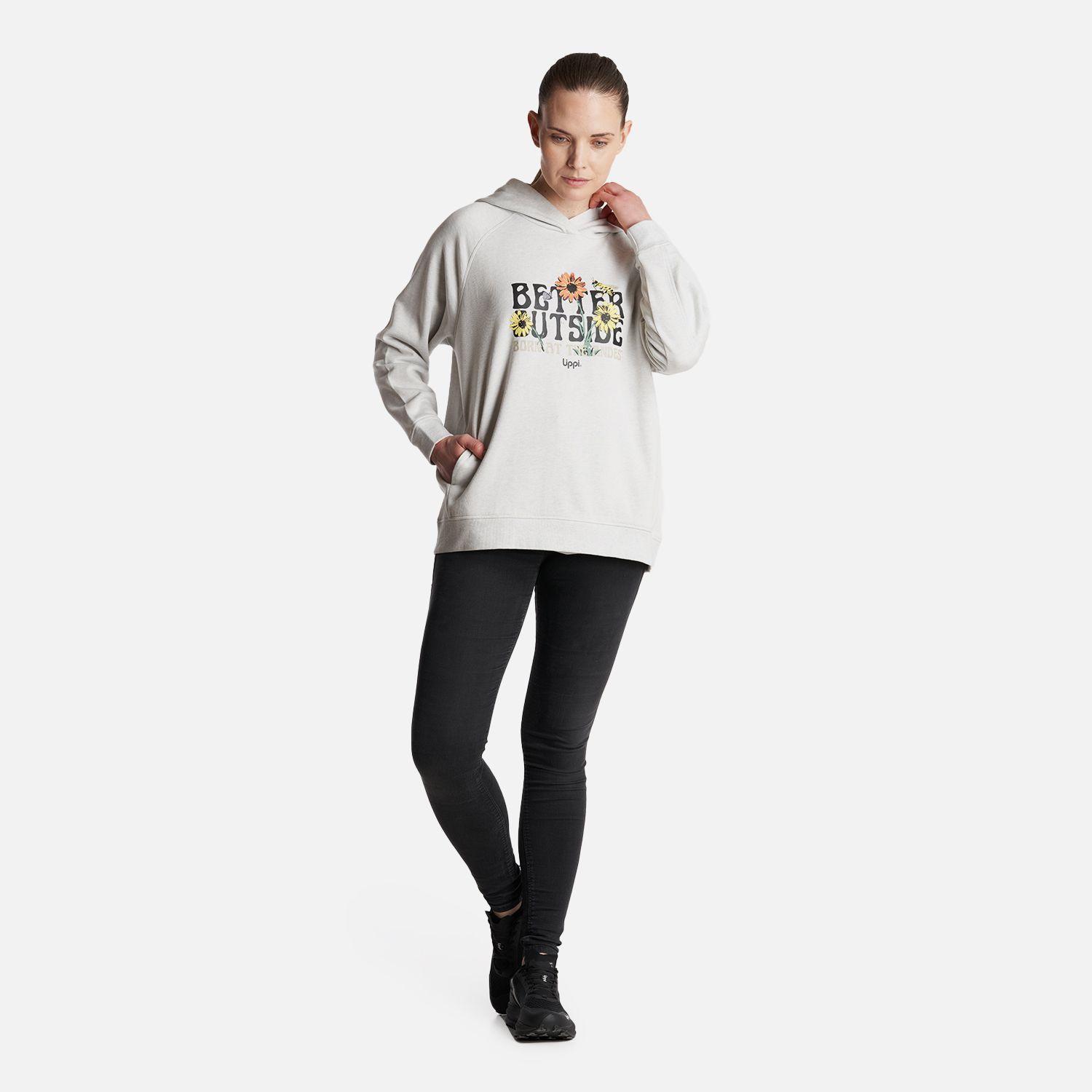 Poleron Mujer  Insigne Hoody Sweatshirt Front Print Melange Gris Lippi-5