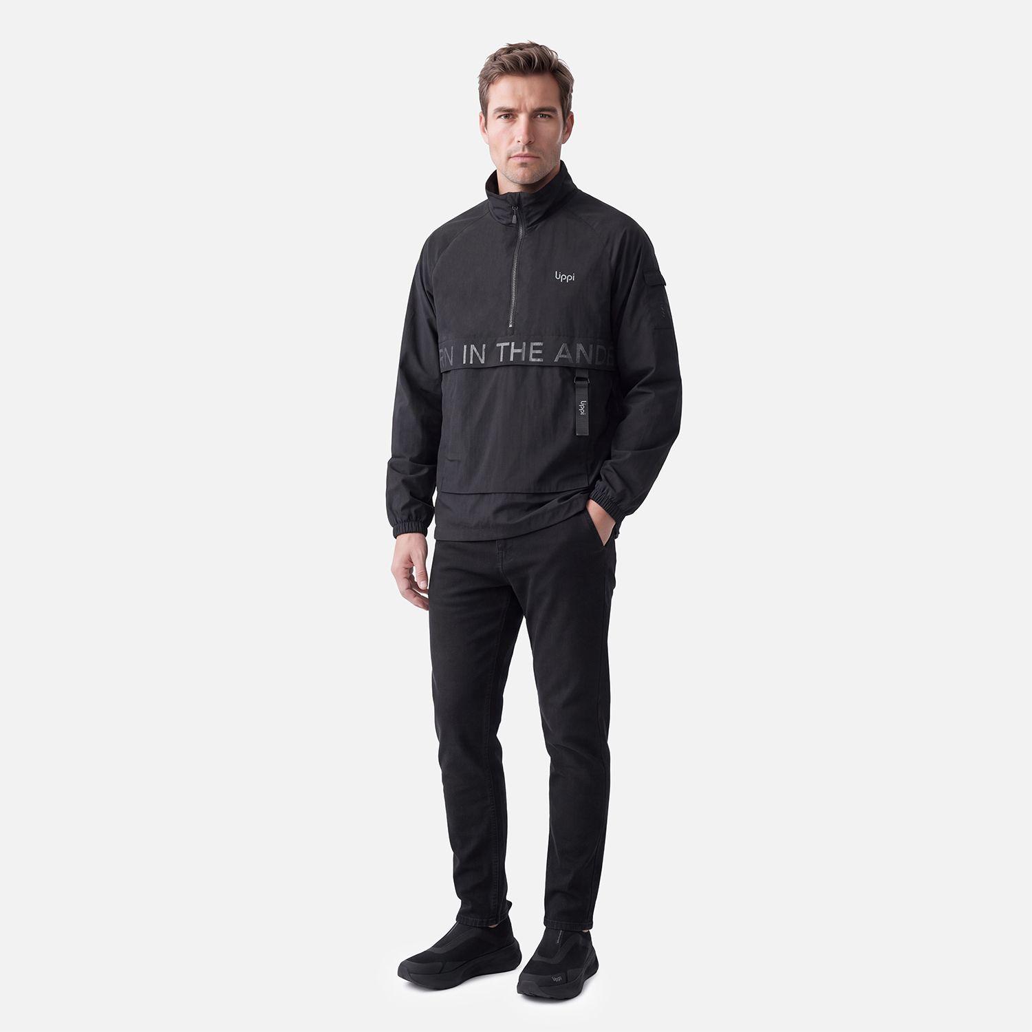 Chaqueta Hombre WindCity WindBreaker 1/4 Zip Jacket Negro Lippi V27-2