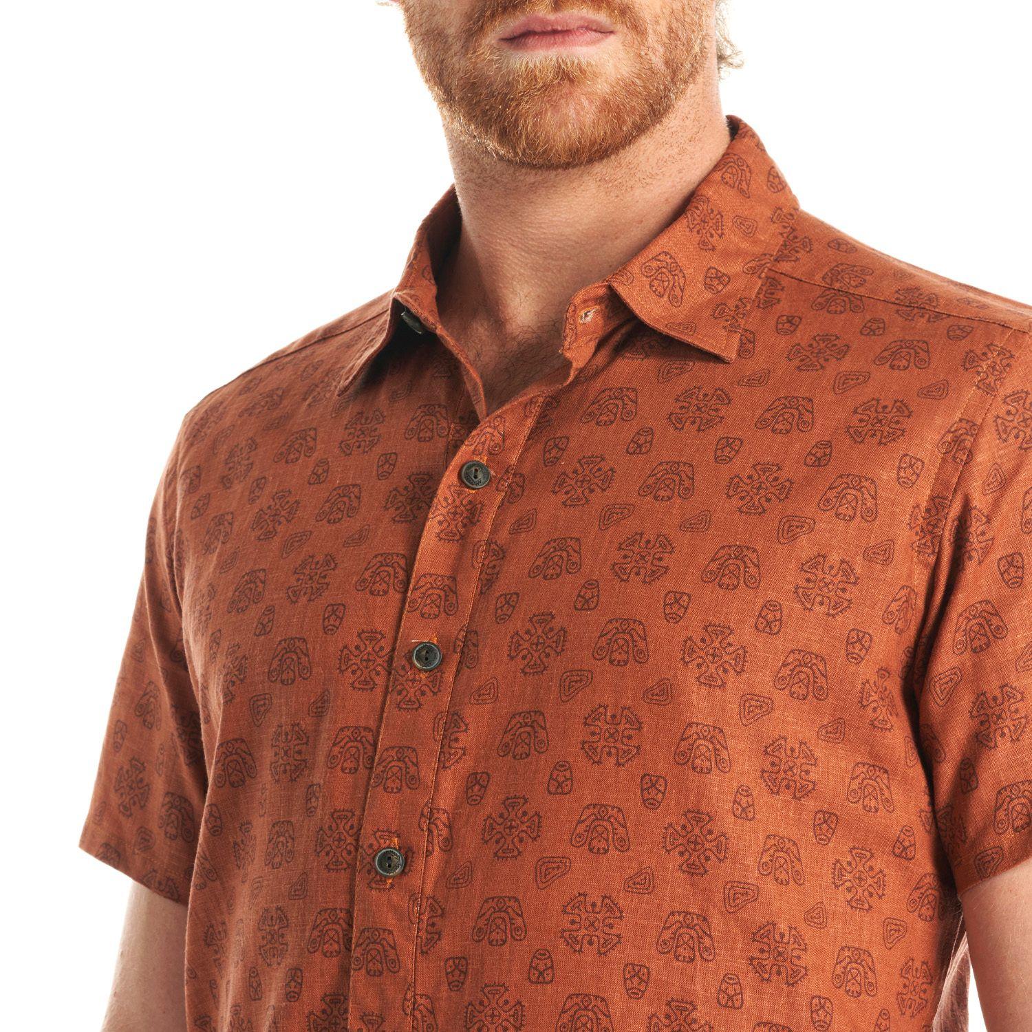 Camisa Hombre One Way Short Sleeve Shirt Print Terracota Lippi-6